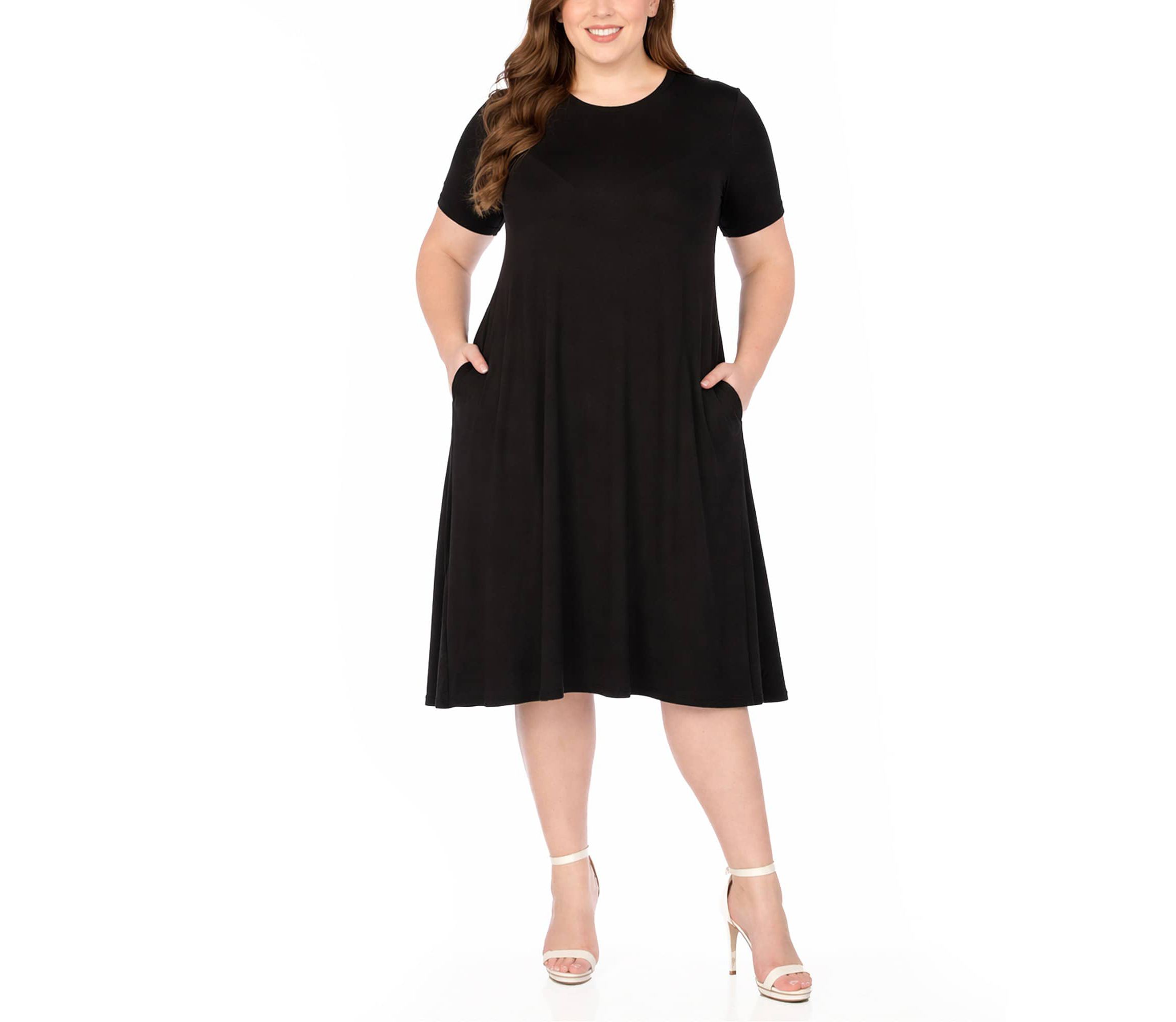 plus size midi swing dress Plus Size - Retro Chic Belted Swing Midi Dress