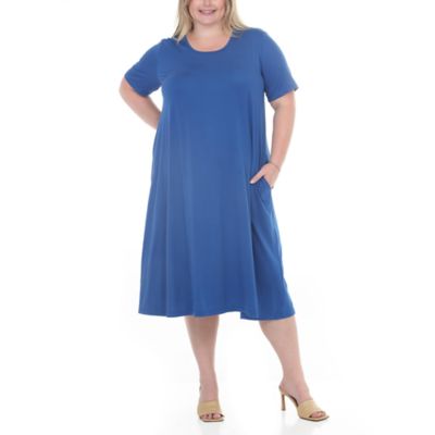 White Mark Women's Plus Size Tee Swing Midi Dress
