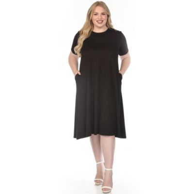 White Mark Women's Plus Size Crew Neck T-Shirt Dress