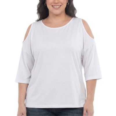 White Mark Women's Plus Size Casual Cold Shoulder Pullover Top