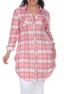 White Mark Women's Plus Size Piper Stretchy Plaid Tunic
