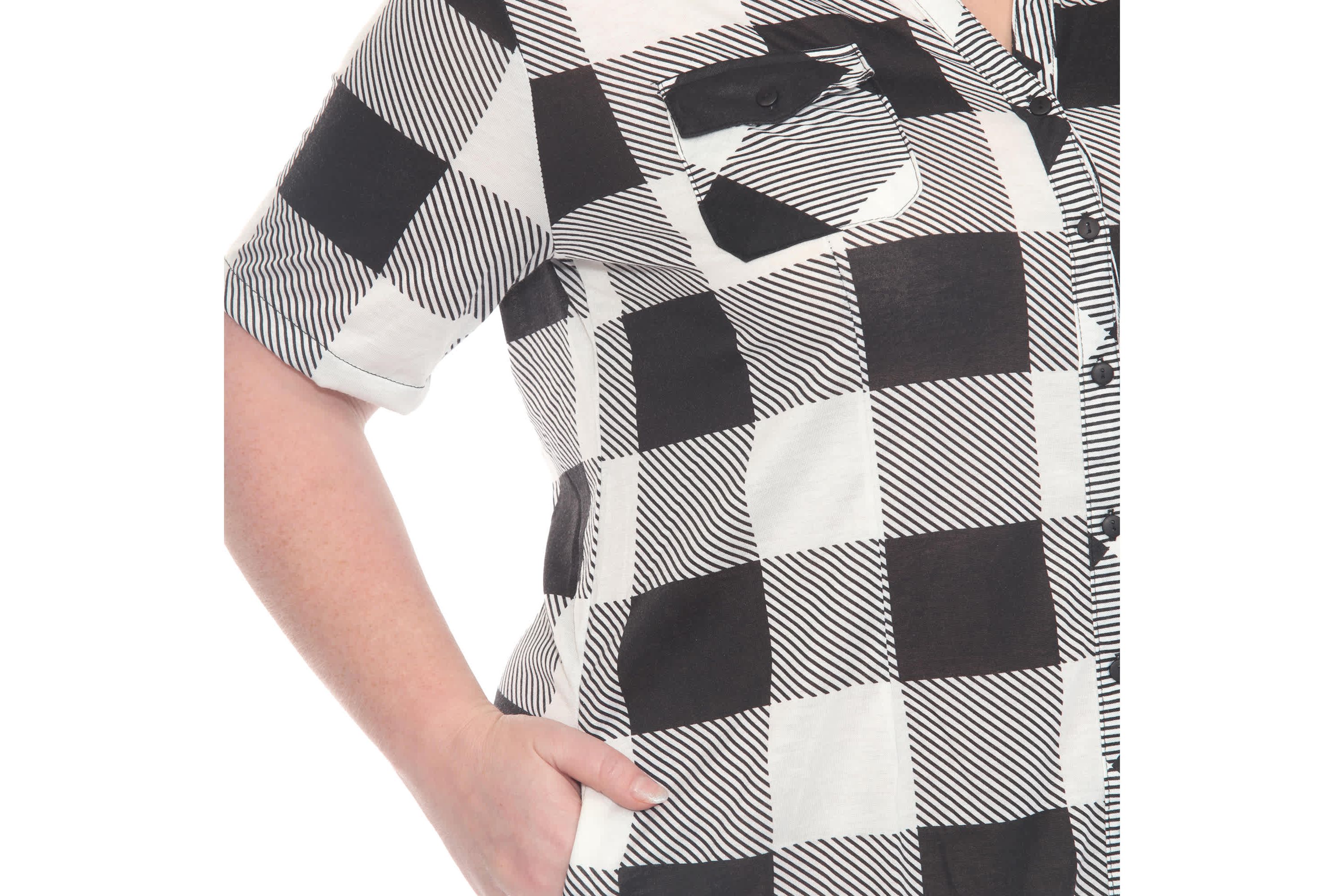 Plus Size Short Sleeve Plaid Button-Down Shirt Dress