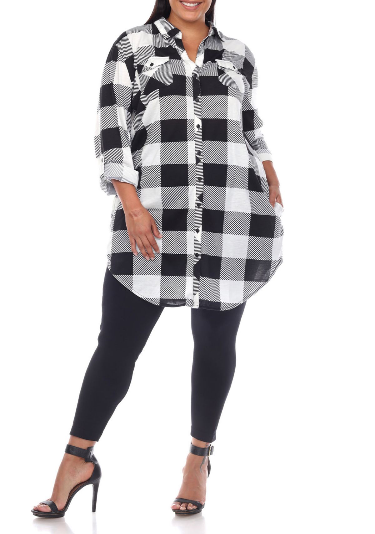 Plus Size Plaid Tunic Shirt 
