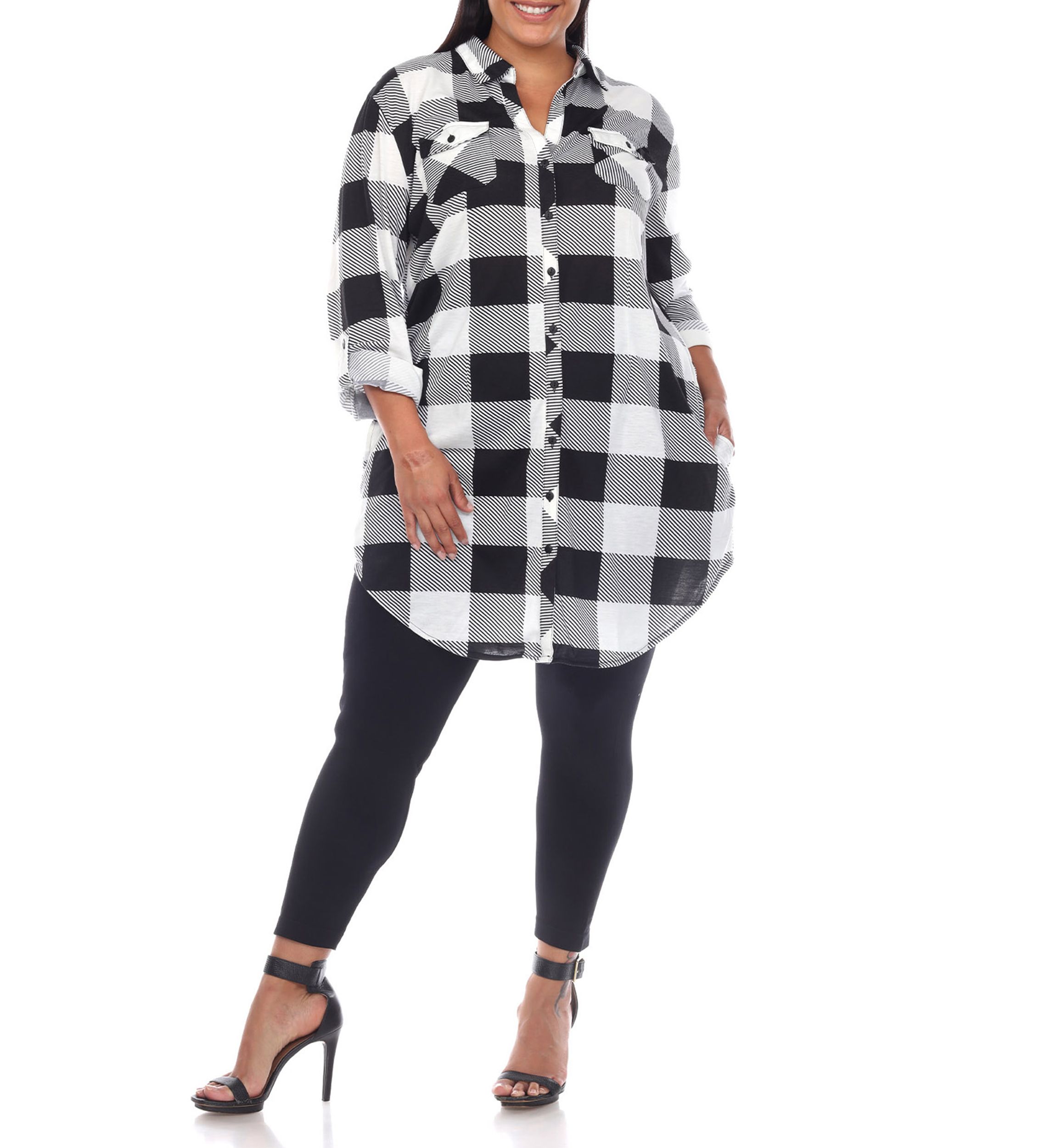 Plus Size Plaid Tunic Shirt 