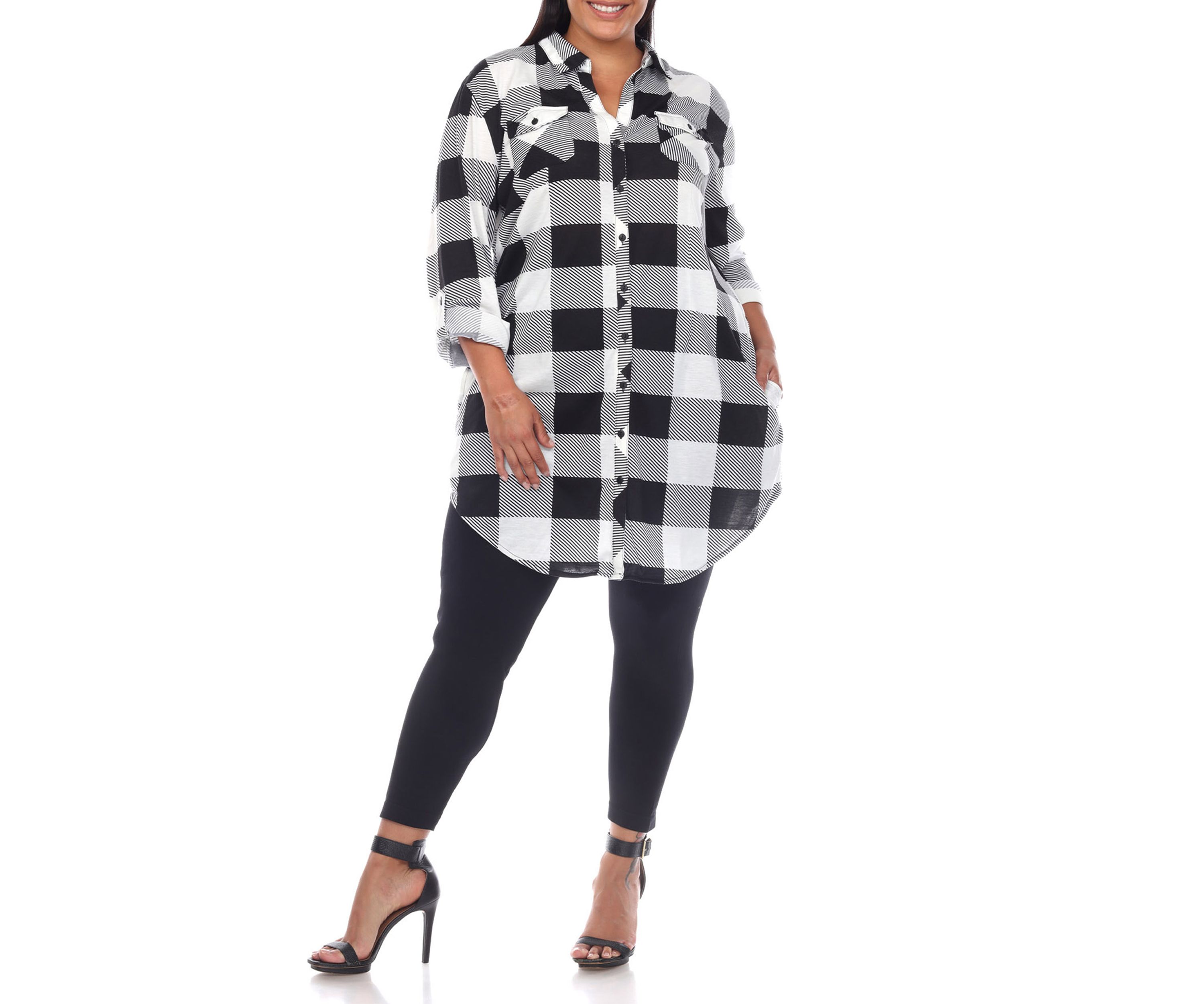 Plus Size Plaid Tunic Shirt 
