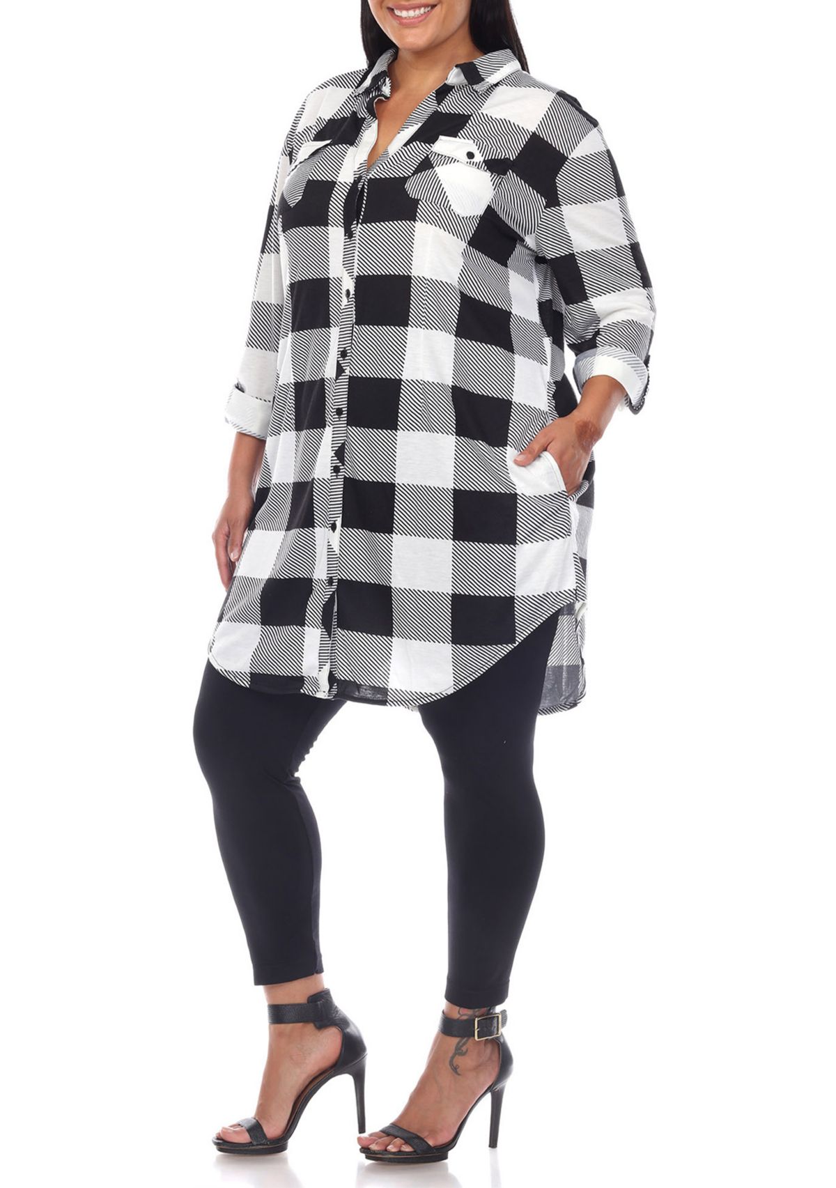 Plus Size Plaid Tunic Shirt 