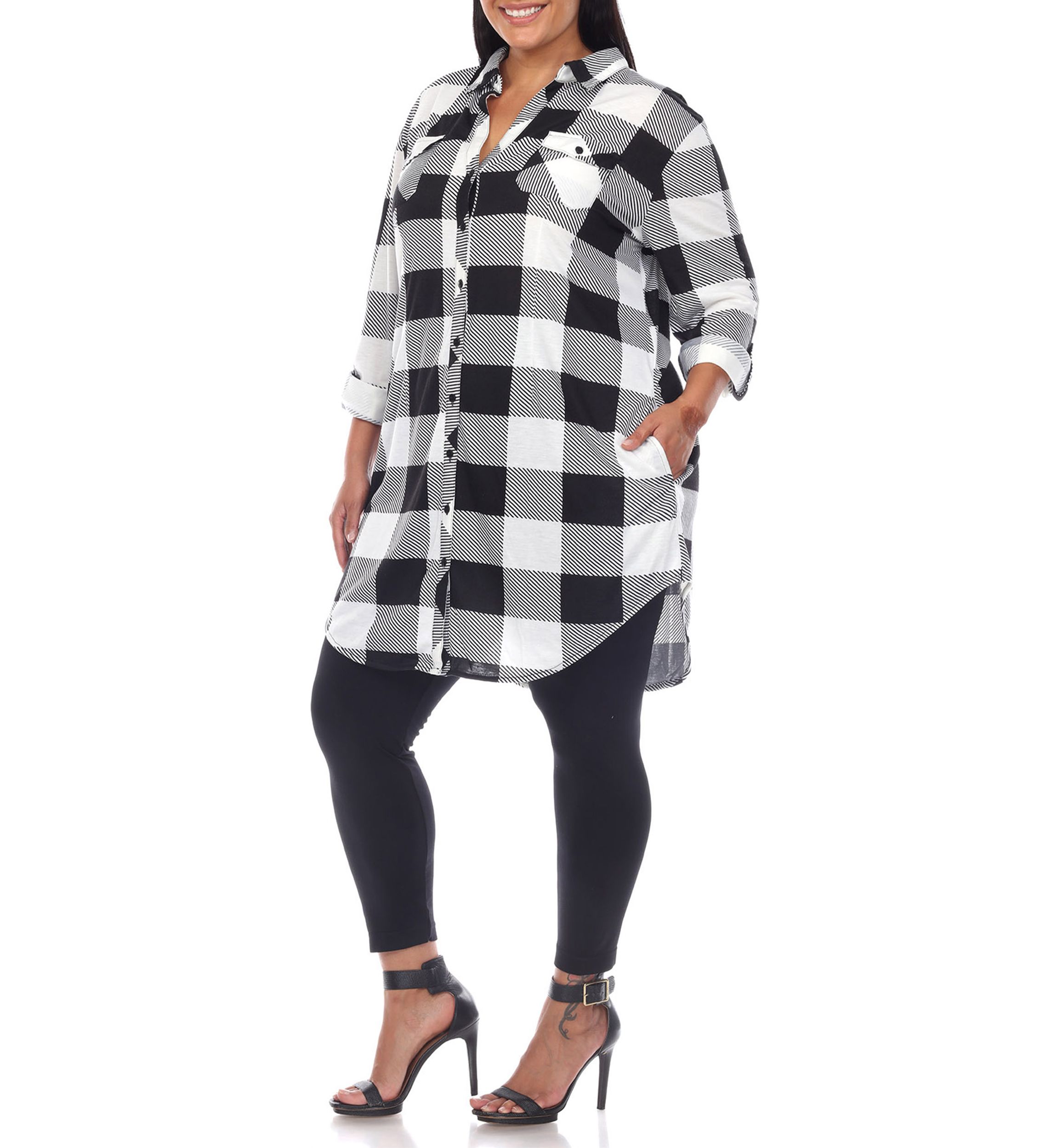 Plus Size Plaid Tunic Shirt 