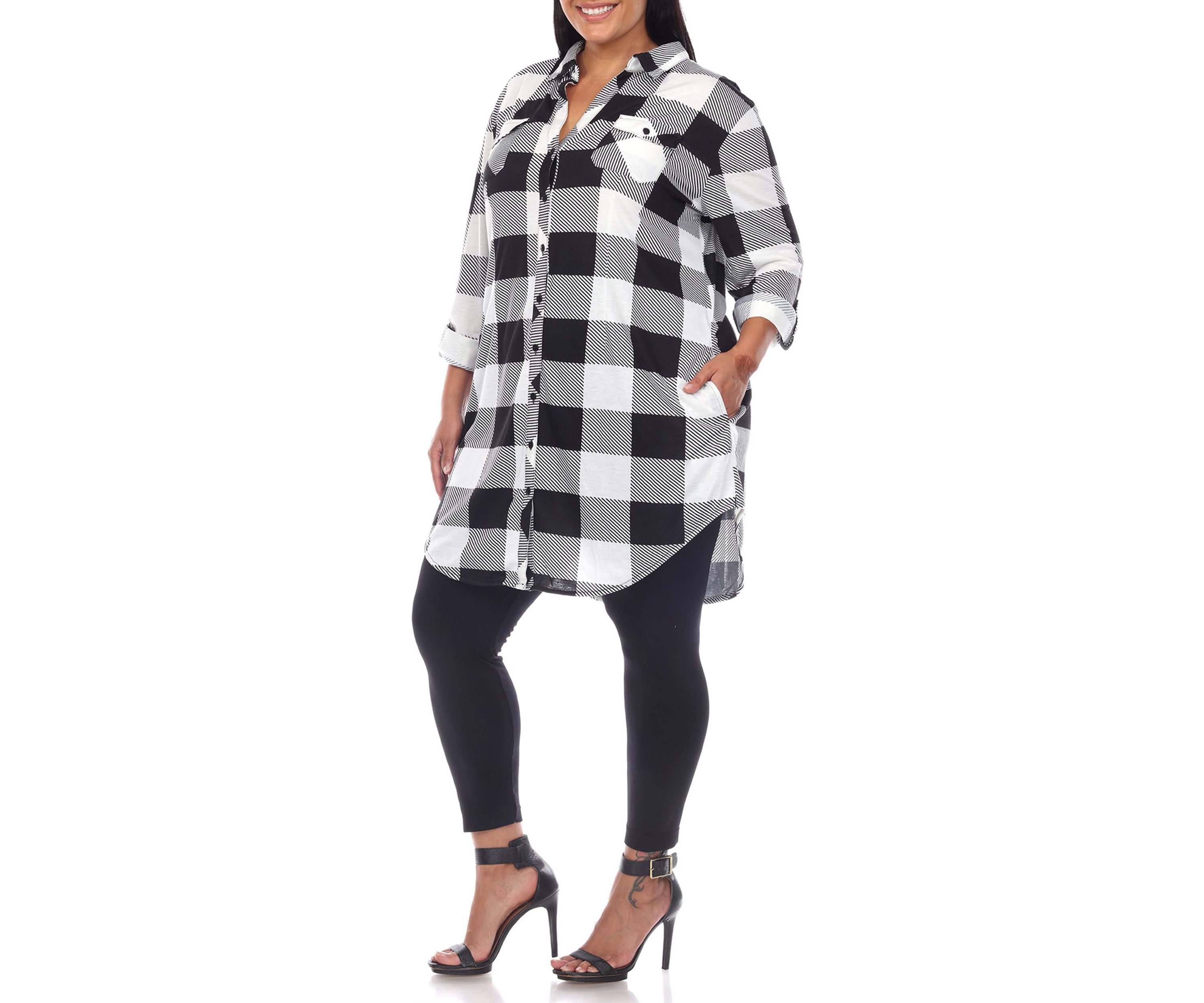 Plus Size Plaid Tunic Shirt 