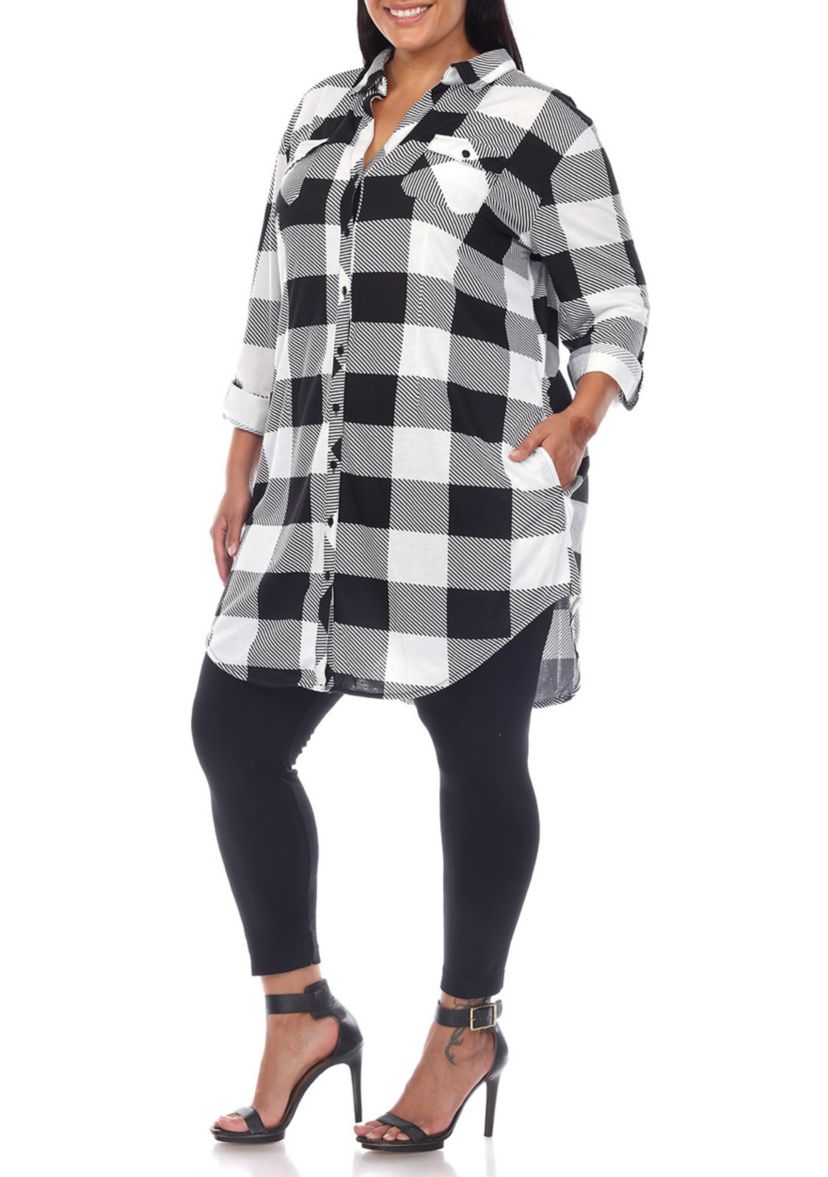 Plus Size Plaid Tunic Shirt 