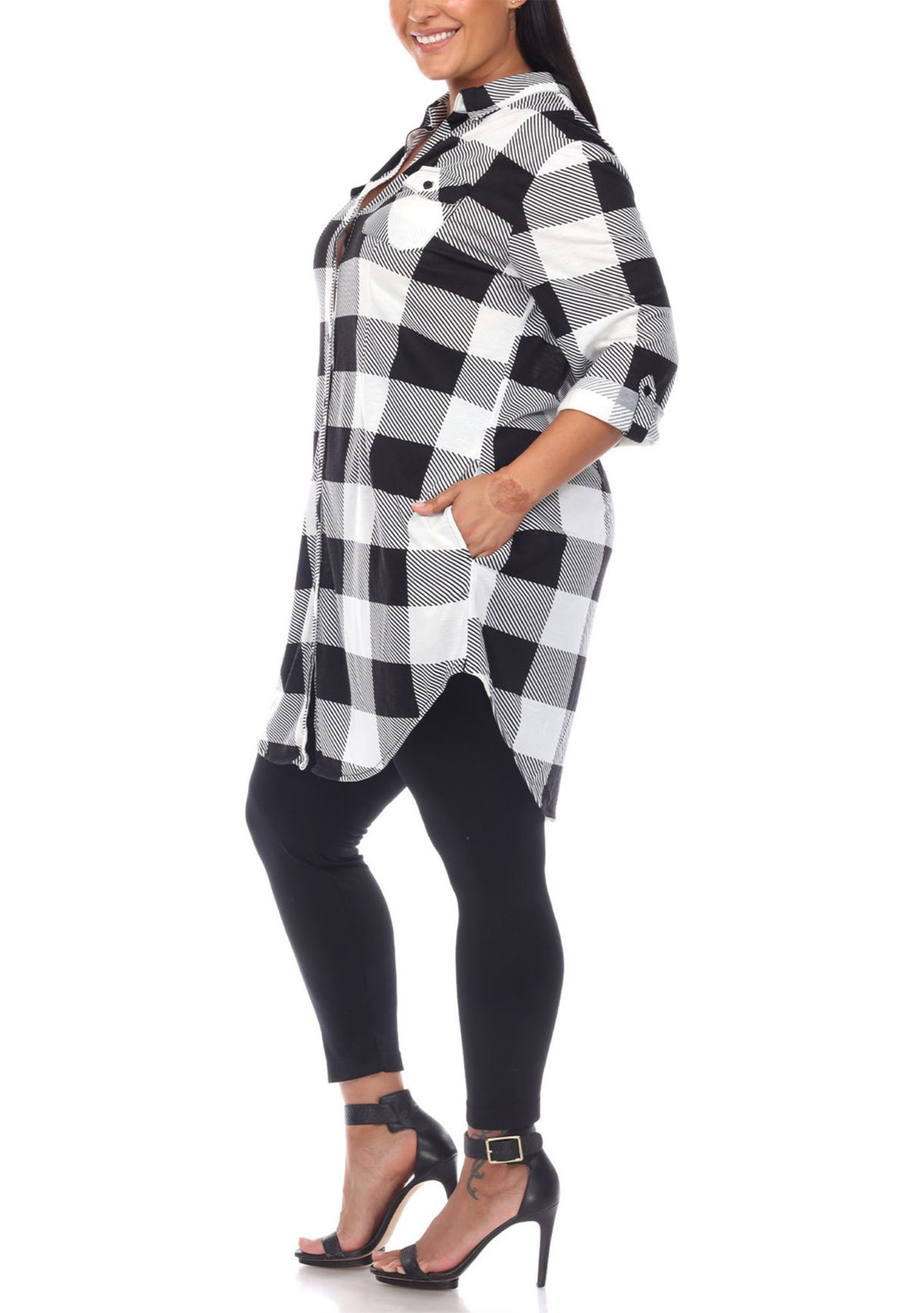 Plus Size Plaid Tunic Shirt 