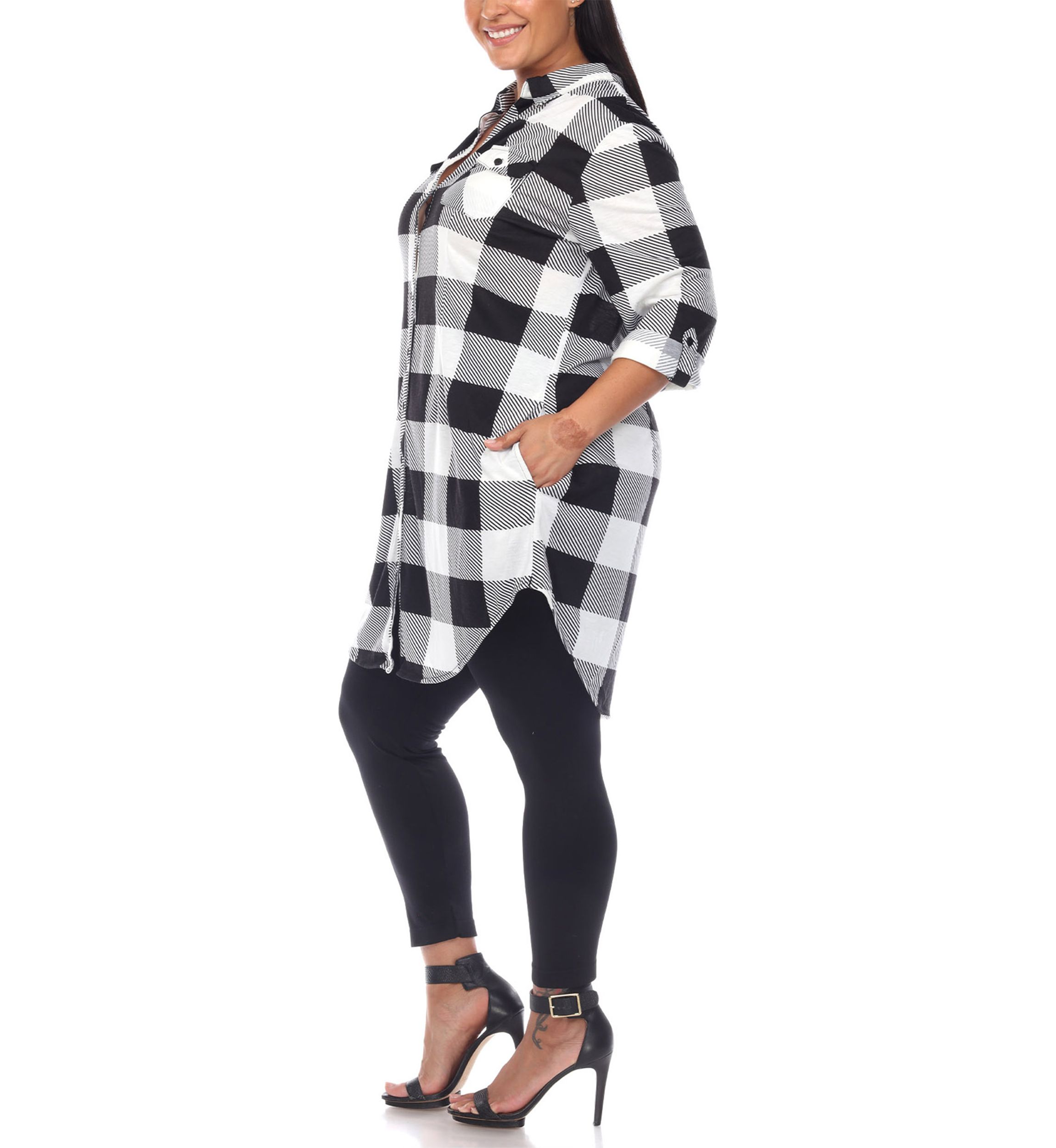 Plus Size Plaid Tunic Shirt 