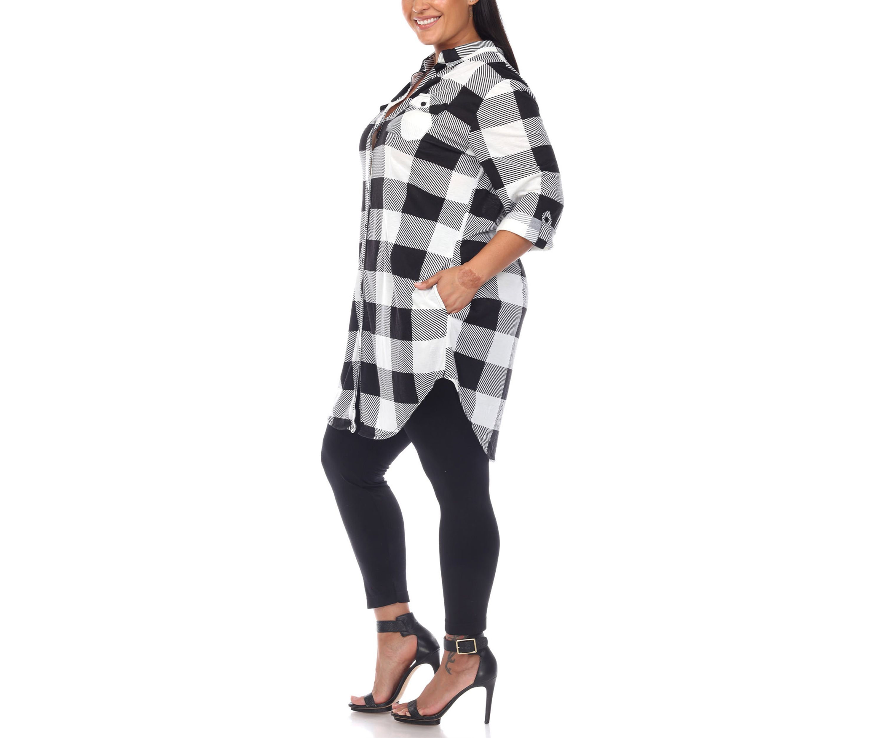 Plus Size Plaid Tunic Shirt 