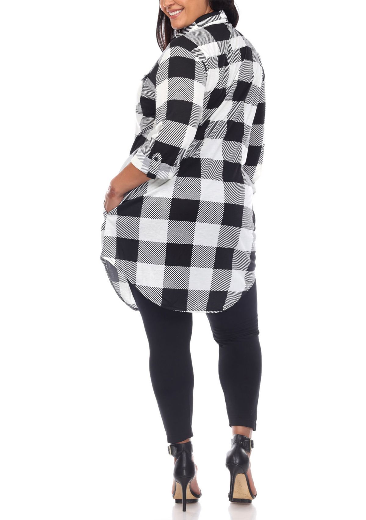 Plus Size Plaid Tunic Shirt 