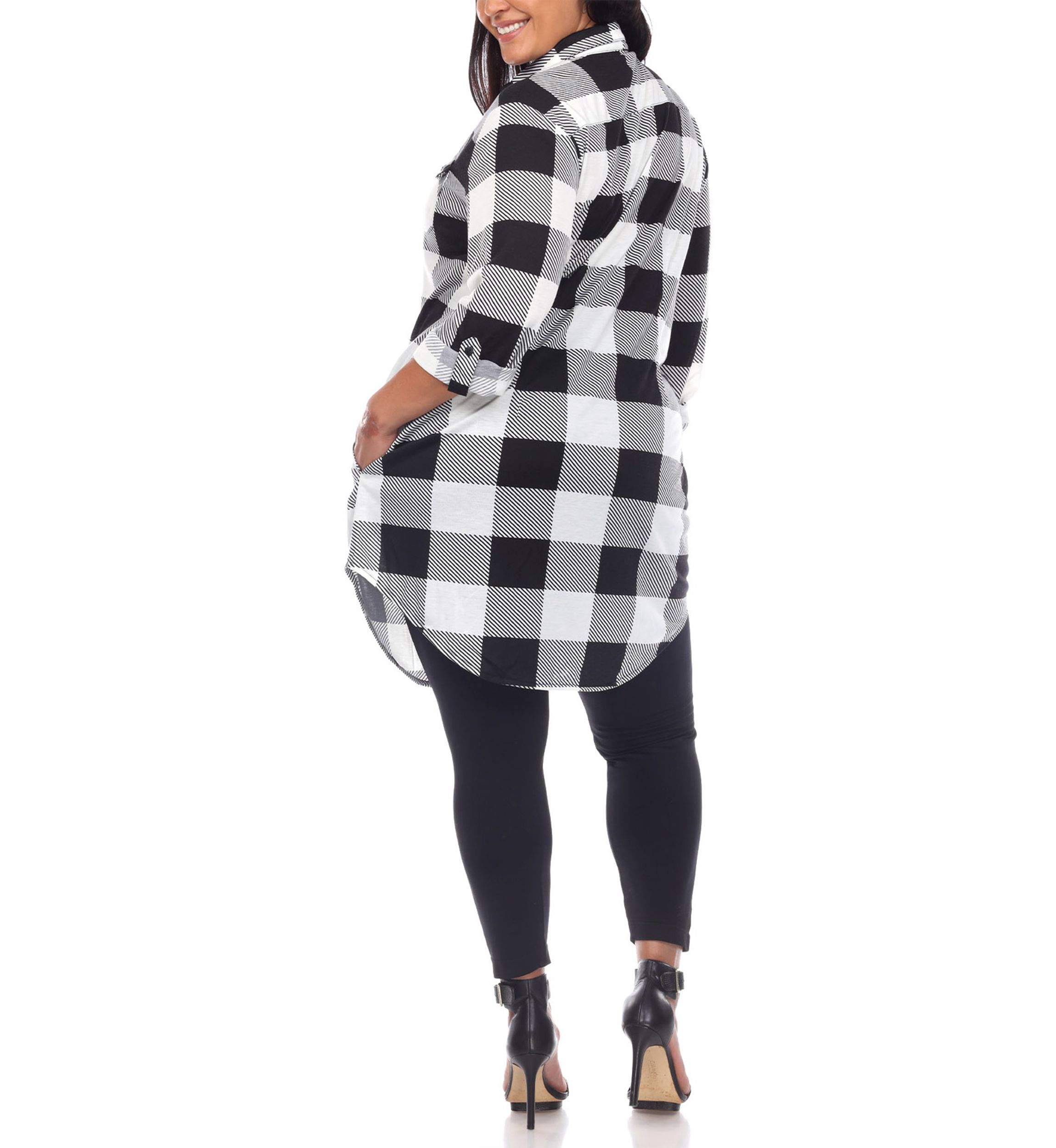 Plus Size Plaid Tunic Shirt 