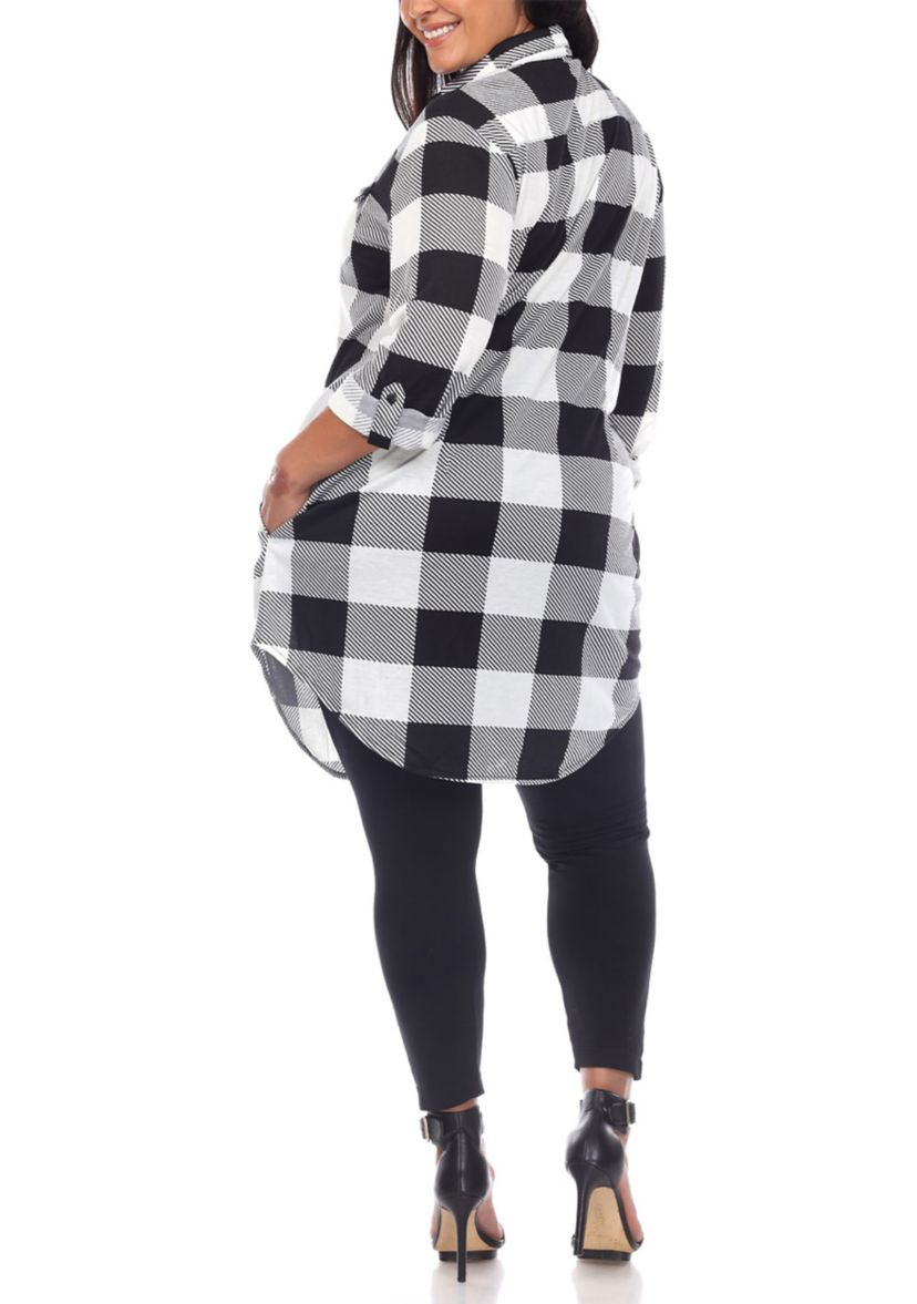 Plus Size Plaid Tunic Shirt 