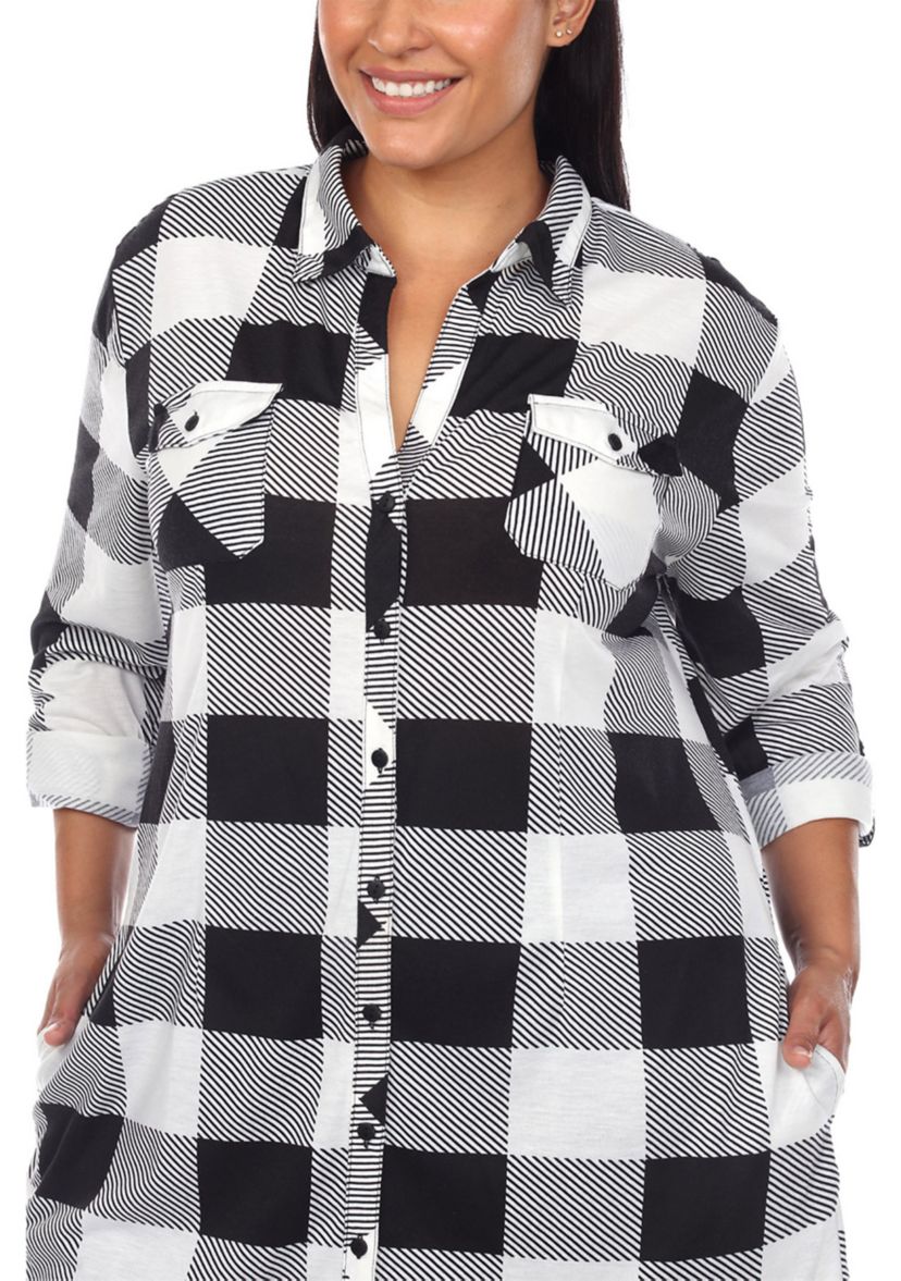 Plus Size Plaid Tunic Shirt 
