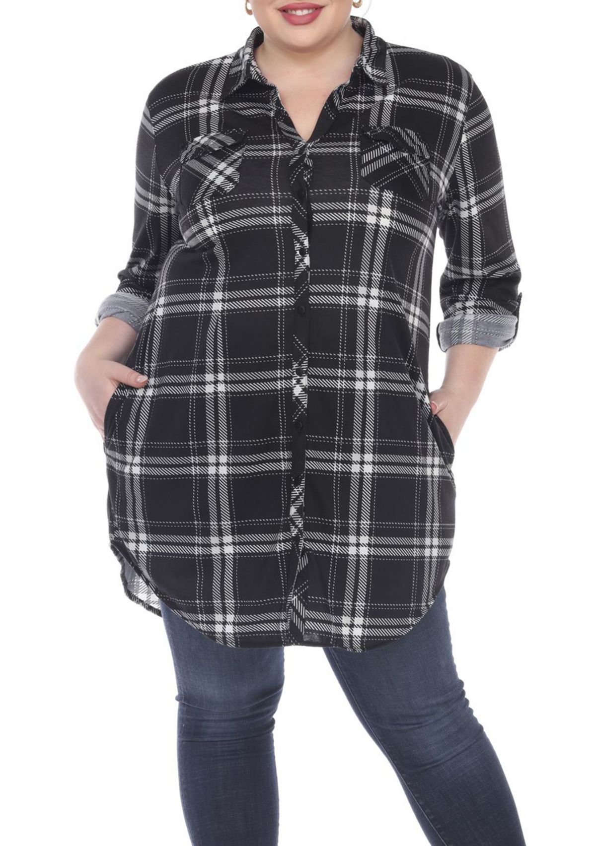 Plus Size Plaid Tunic Top