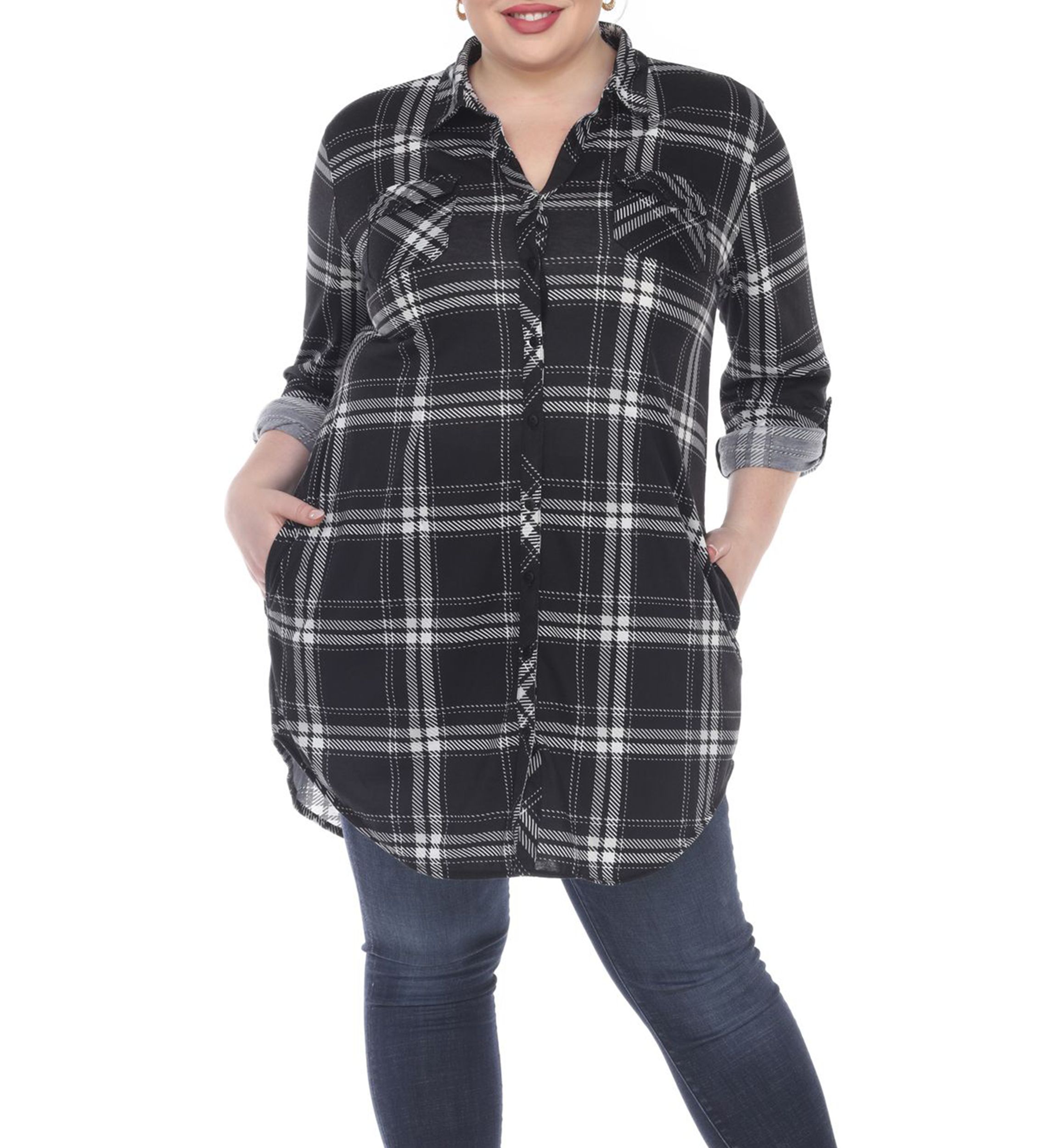 Plus Size Plaid Tunic Top