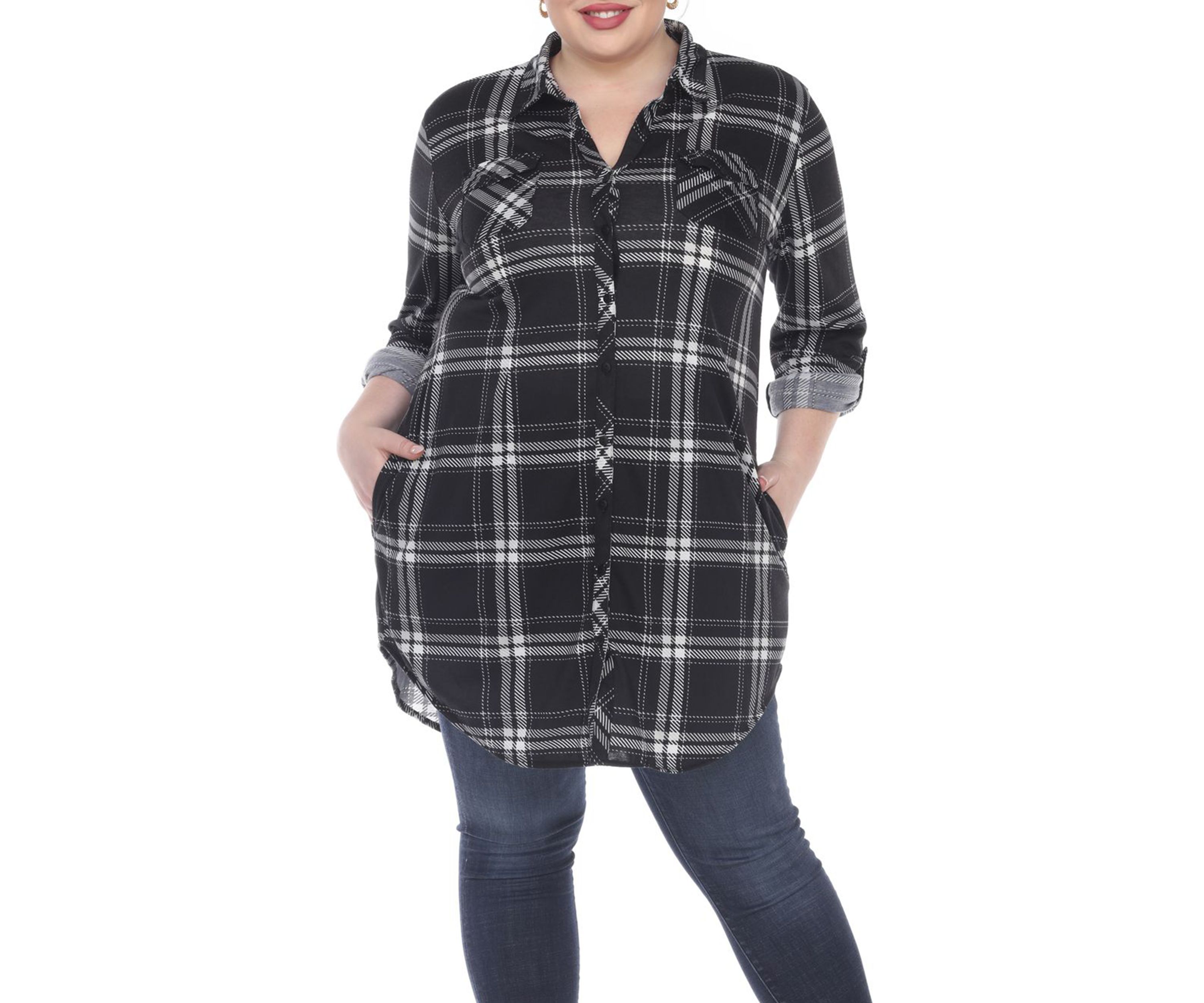 Plus Size Plaid Tunic Top