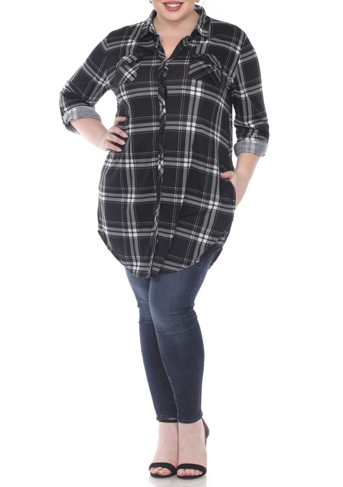 Plus Size Plaid Tunic Top