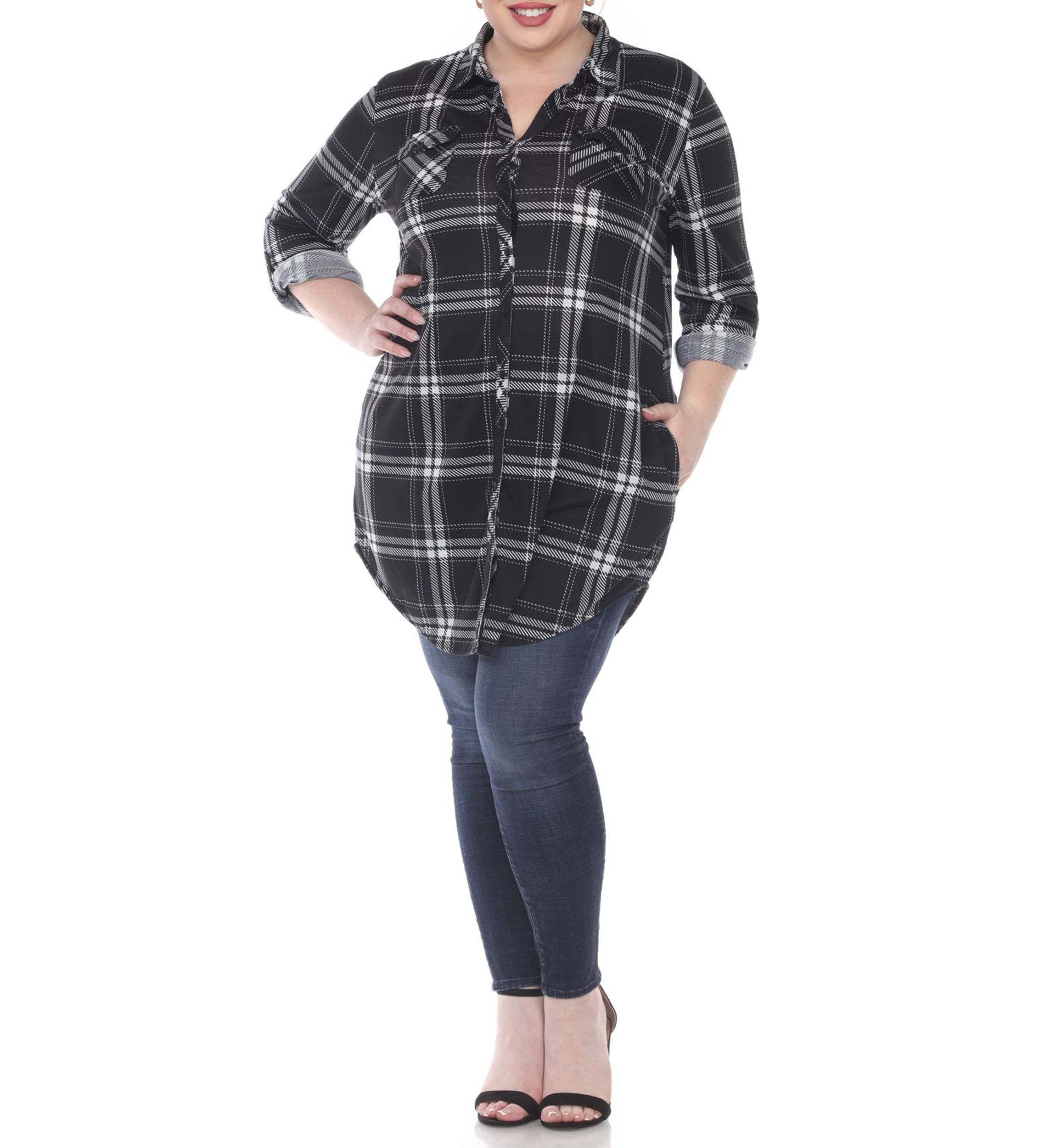 Plus Size Plaid Tunic Top