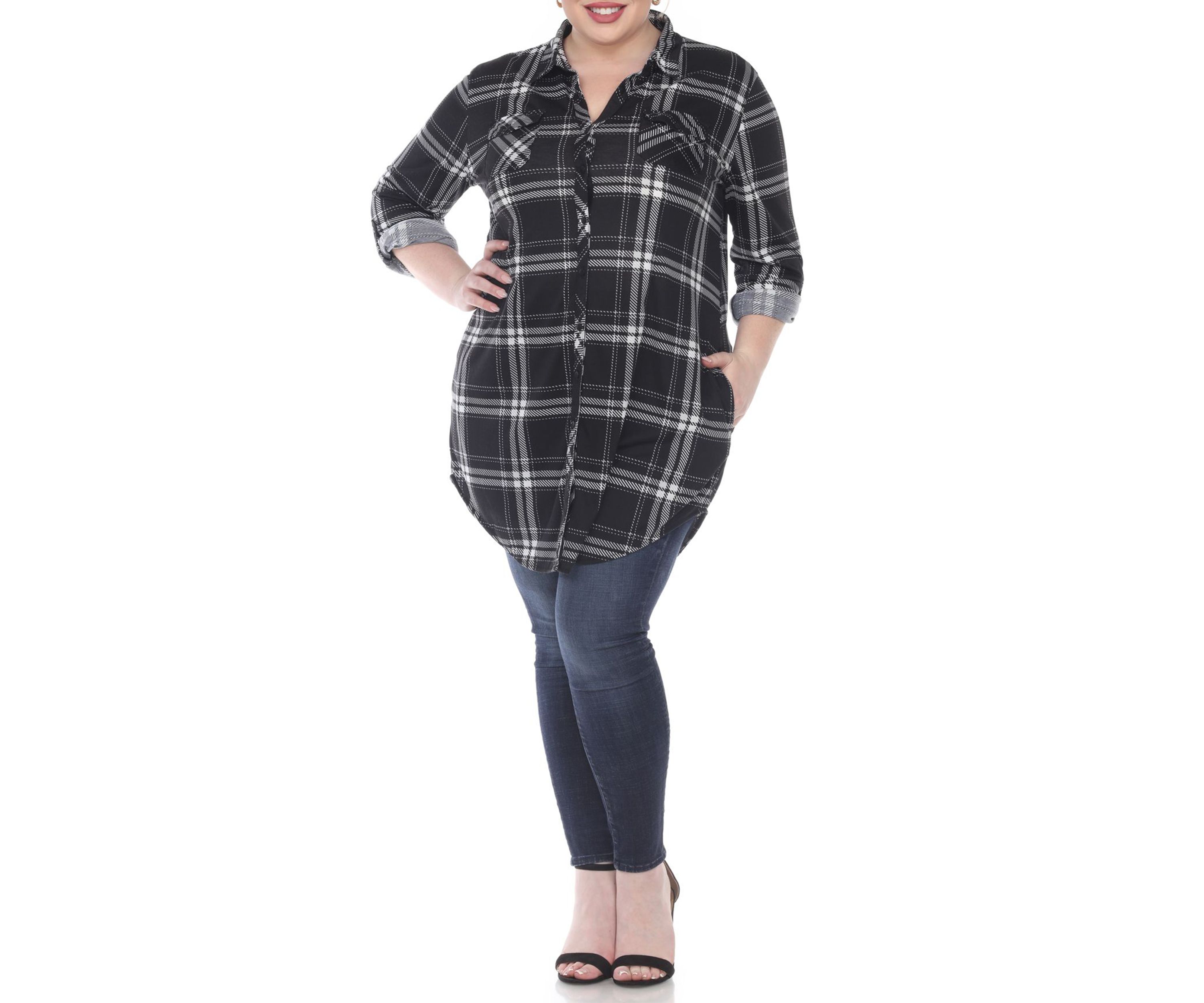 Plus Size Plaid Tunic Top