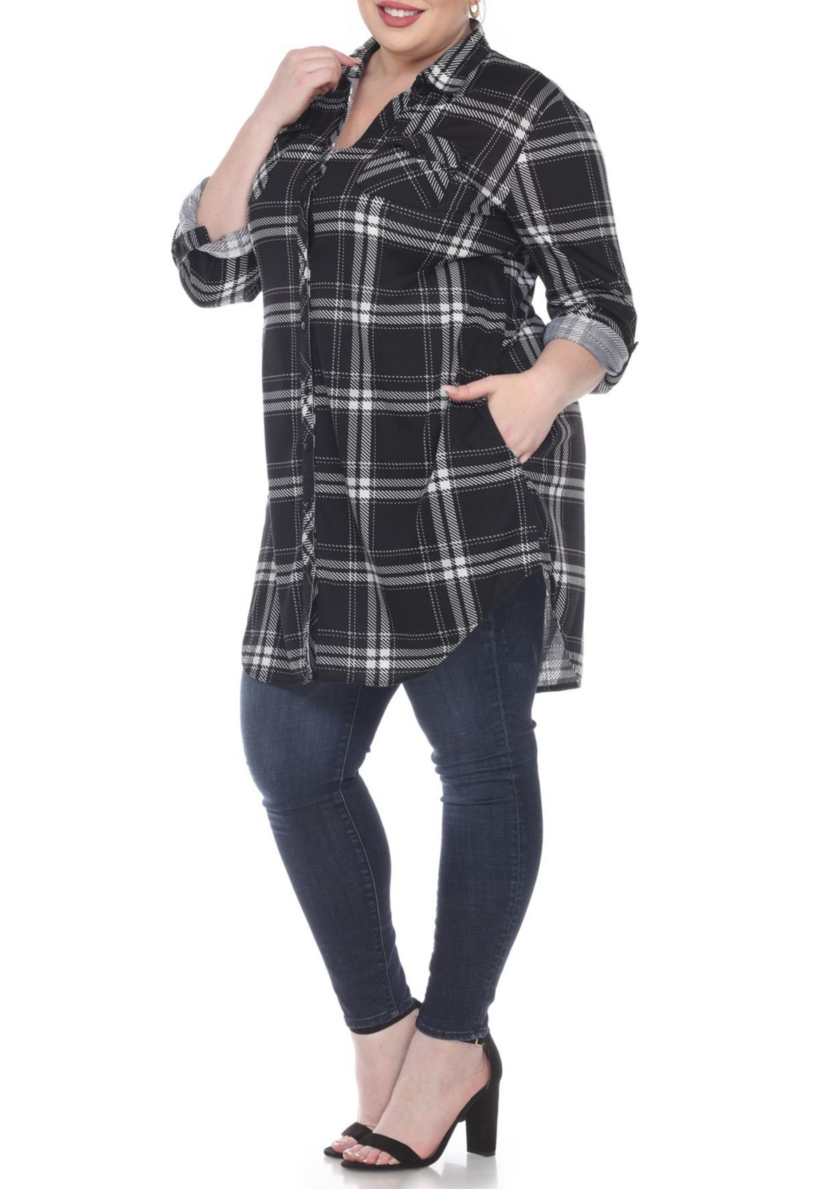 Plus Size Plaid Tunic Top