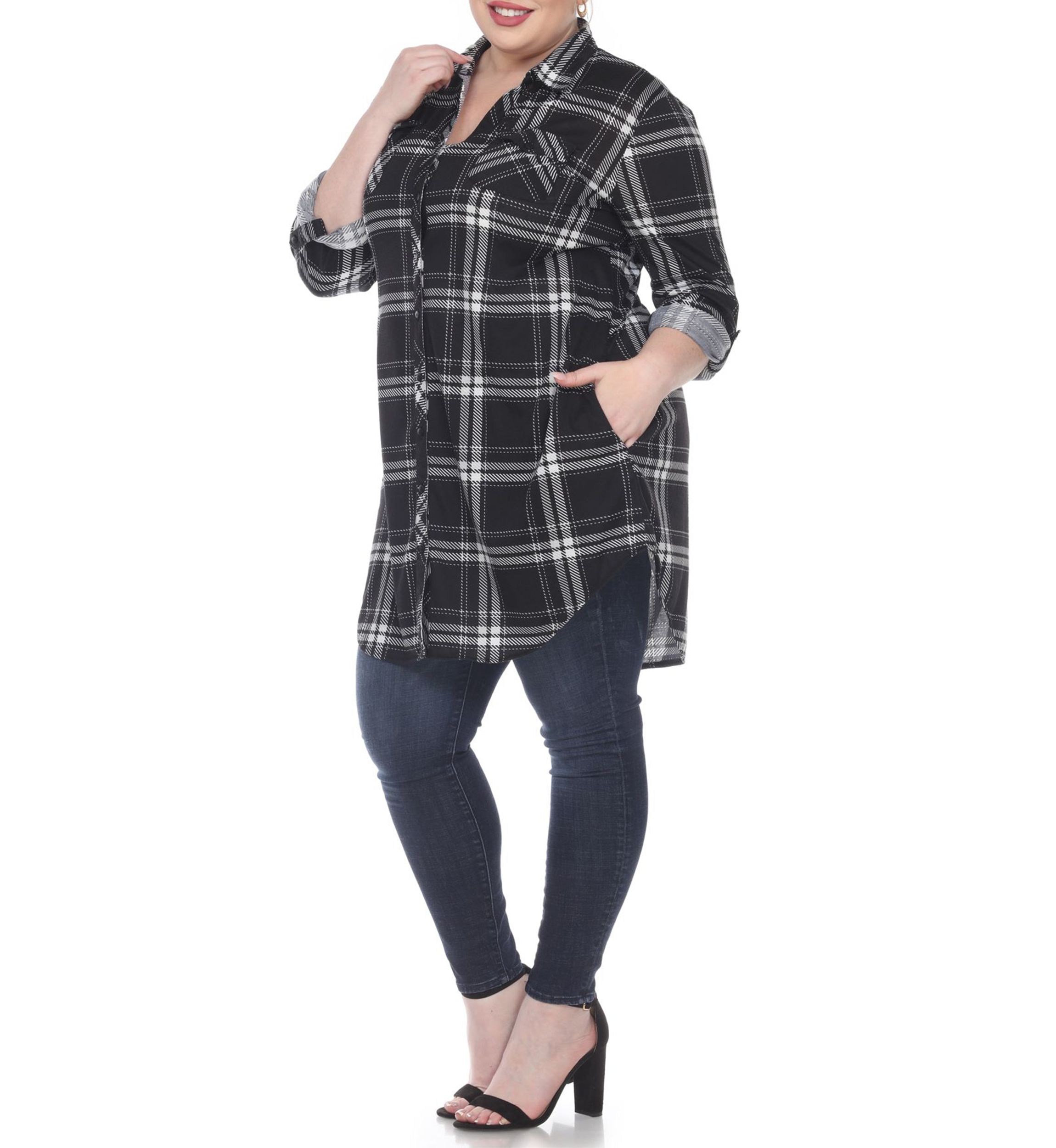 Plus Size Plaid Tunic Top