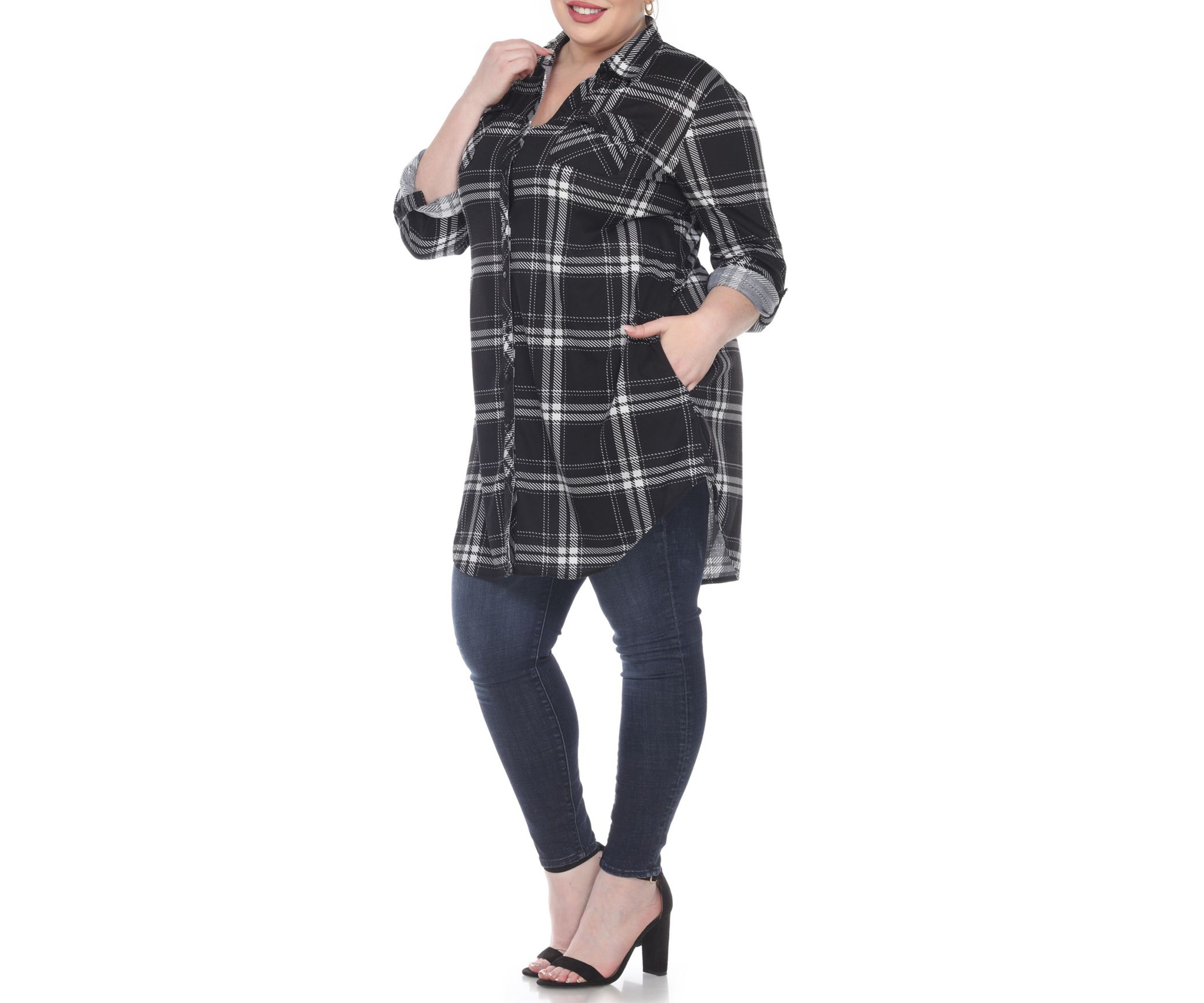 Plus Size Plaid Tunic Top