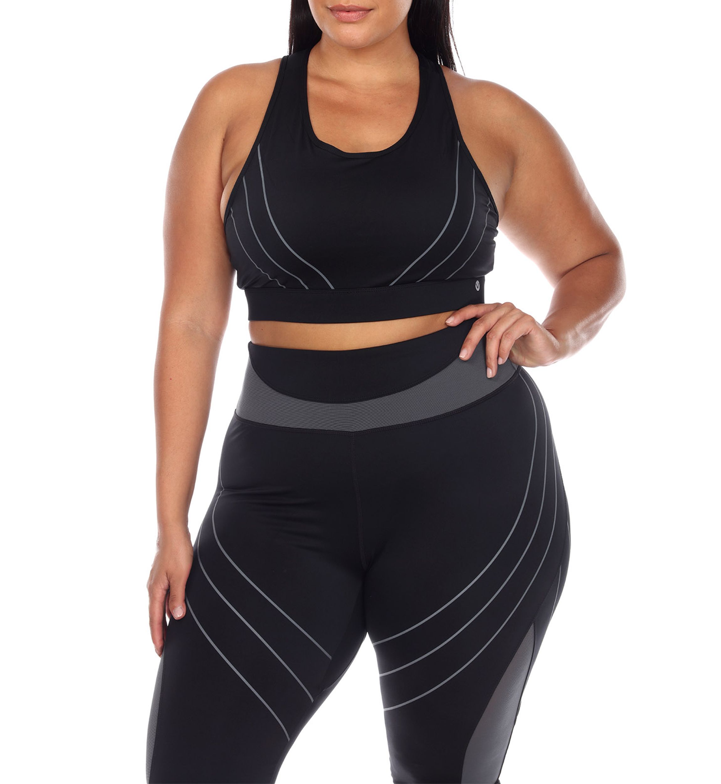 Plus Size Cut Out Back Mesh Sports Bra
