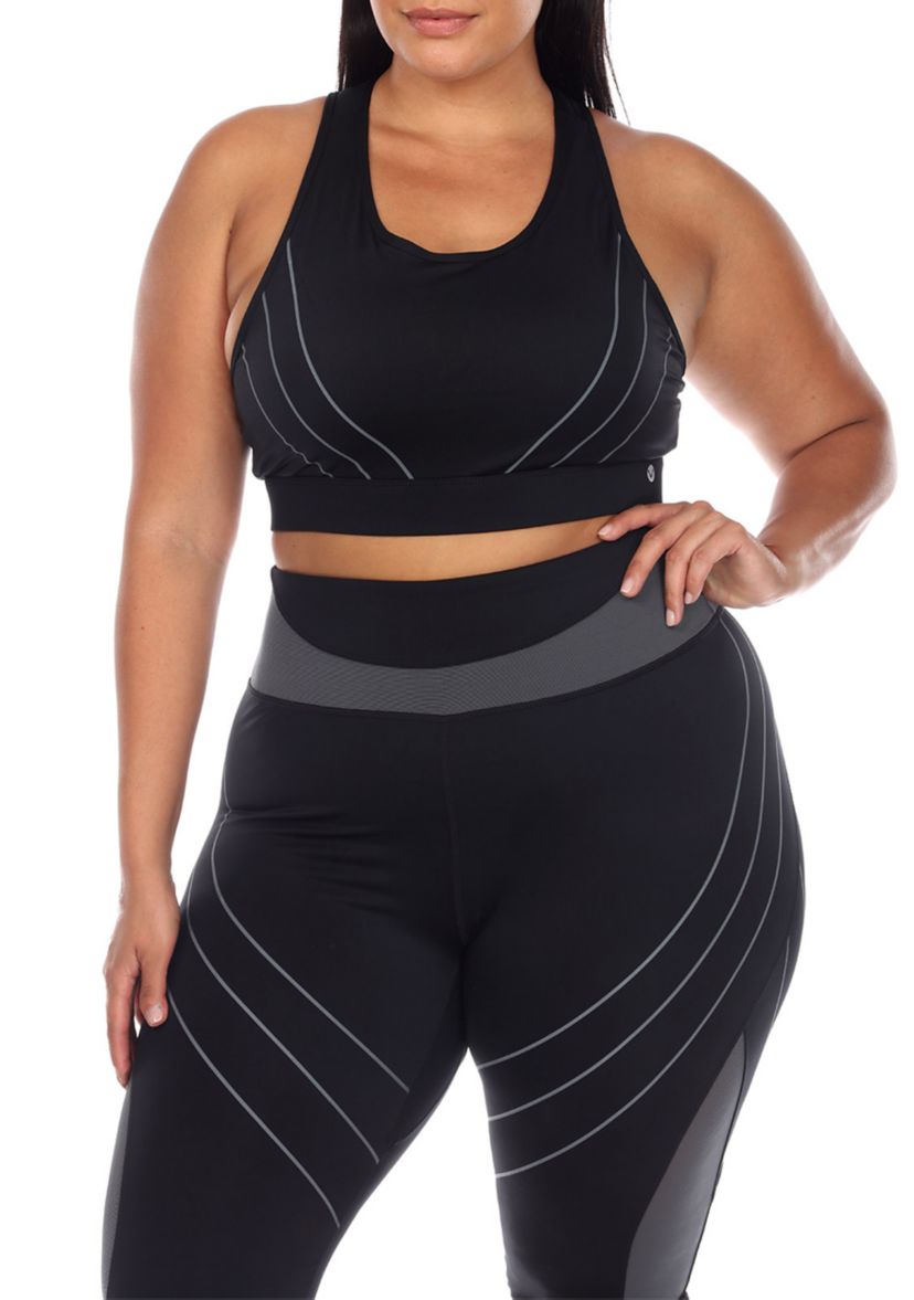 Plus Size Cut Out Back Mesh Sports Bra
