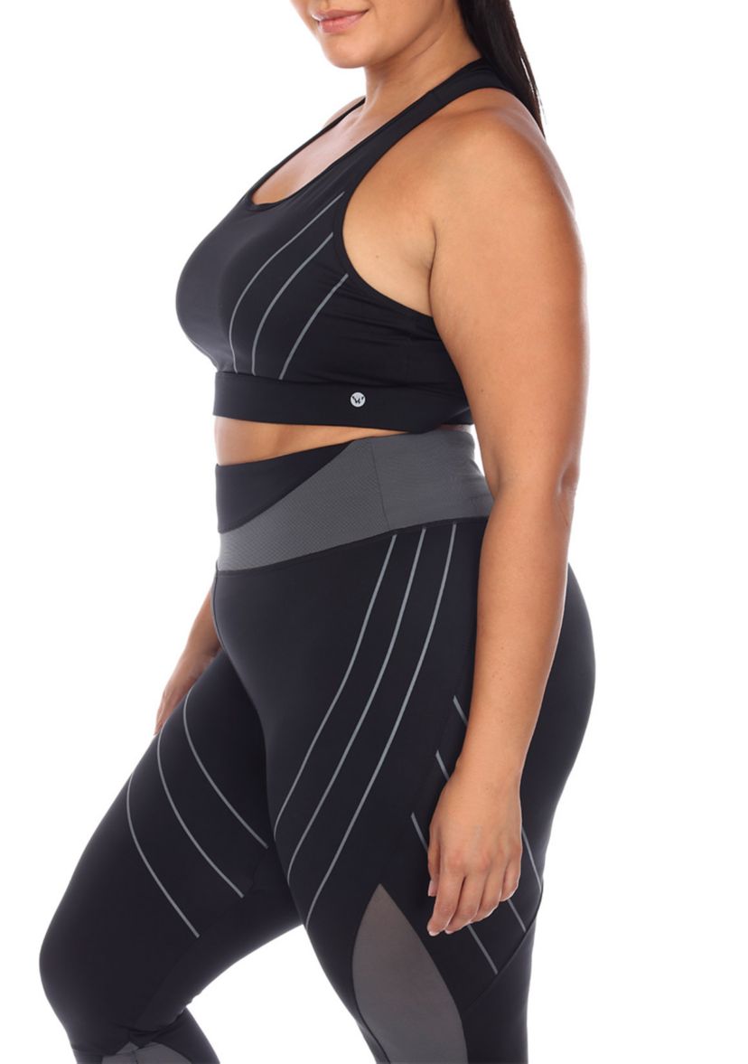 Plus Size Cut Out Back Mesh Sports Bra