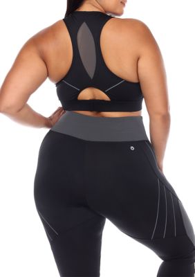 Plus Cut Out Back Mesh Sports Bra