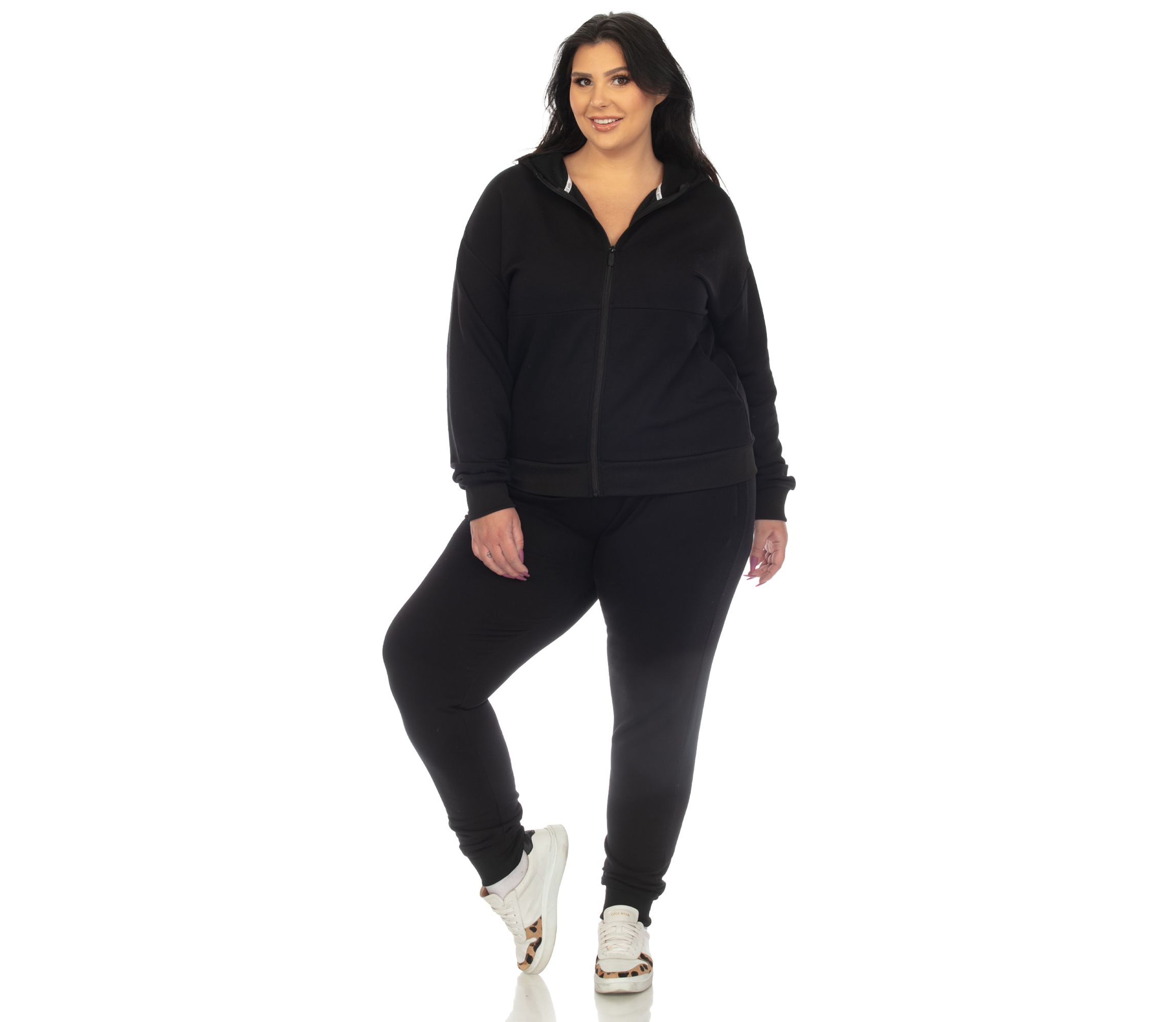 Plus Size Fleece Lined Tracksuit Set