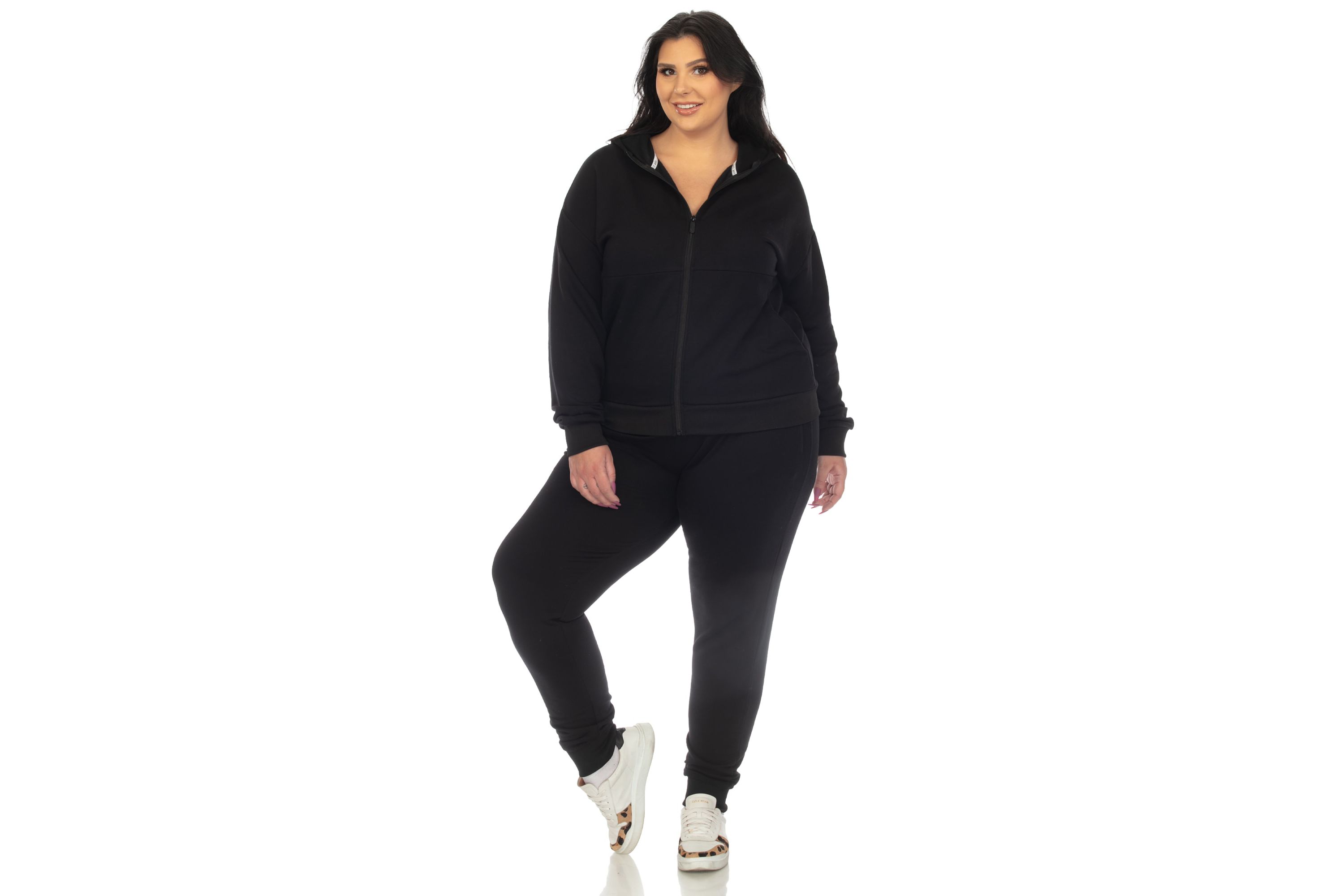 Plus Size Fleece Lined Tracksuit Set