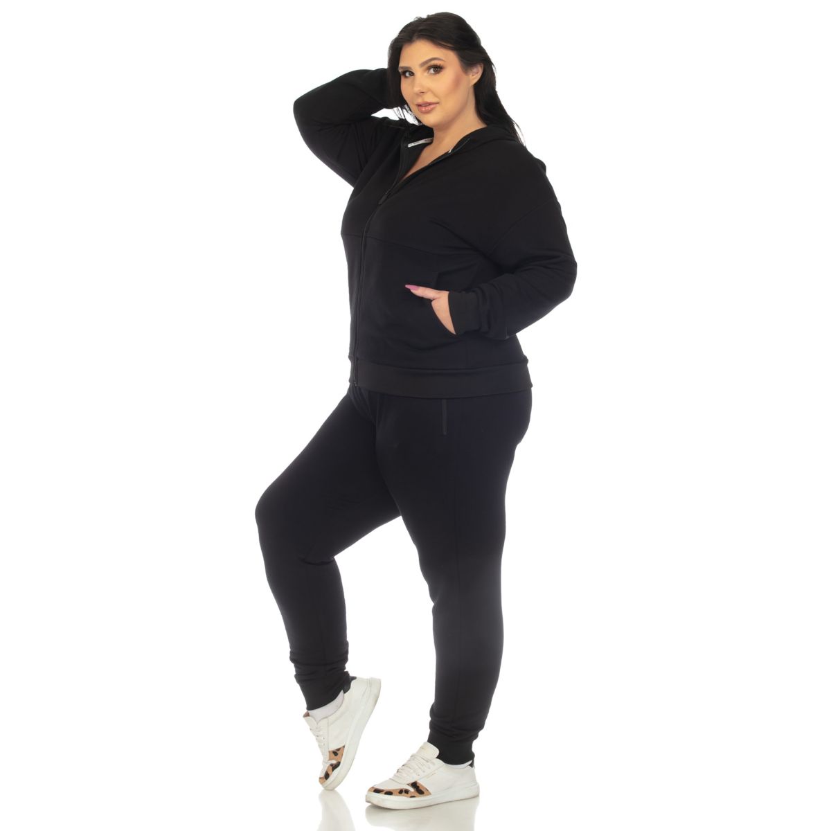 Plus Size Fleece Lined Tracksuit Set