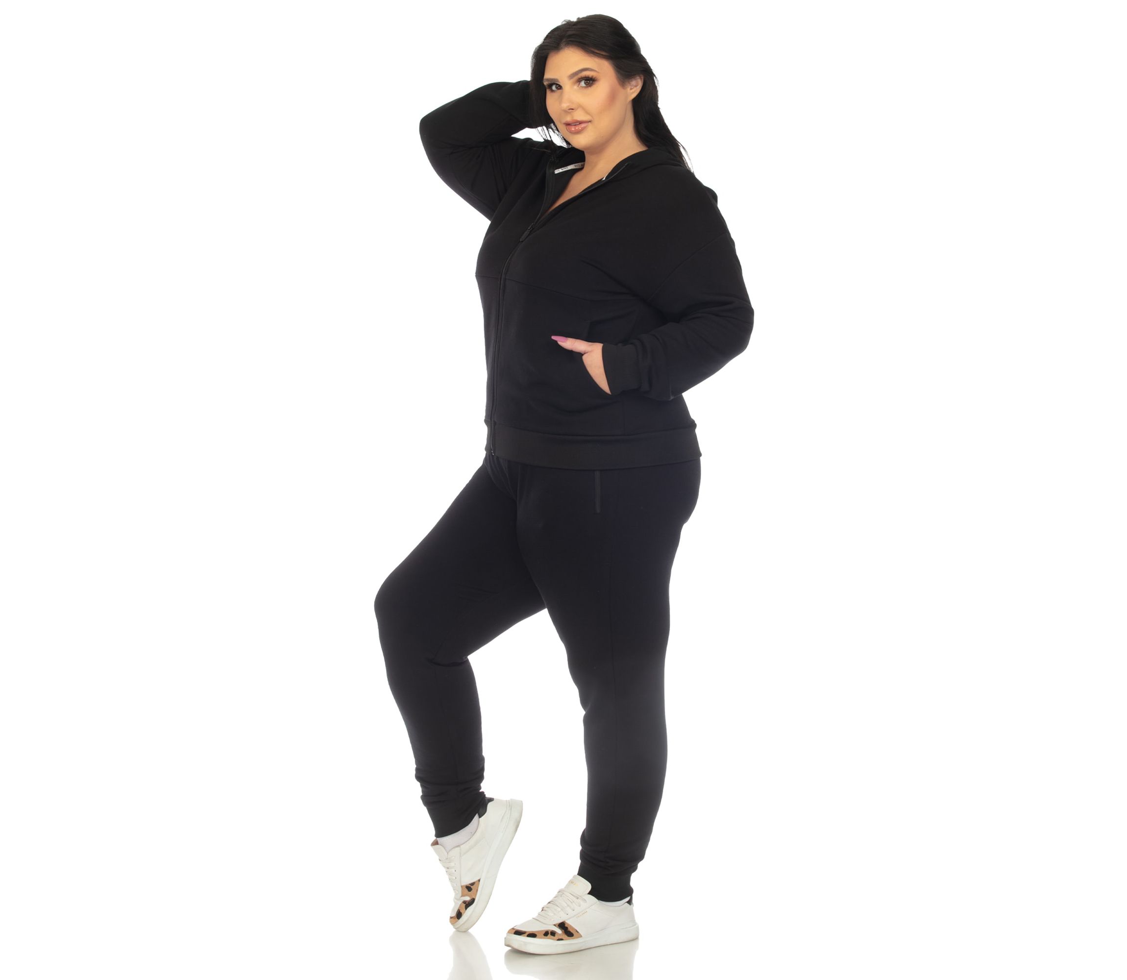 Plus Size Fleece Lined Tracksuit Set