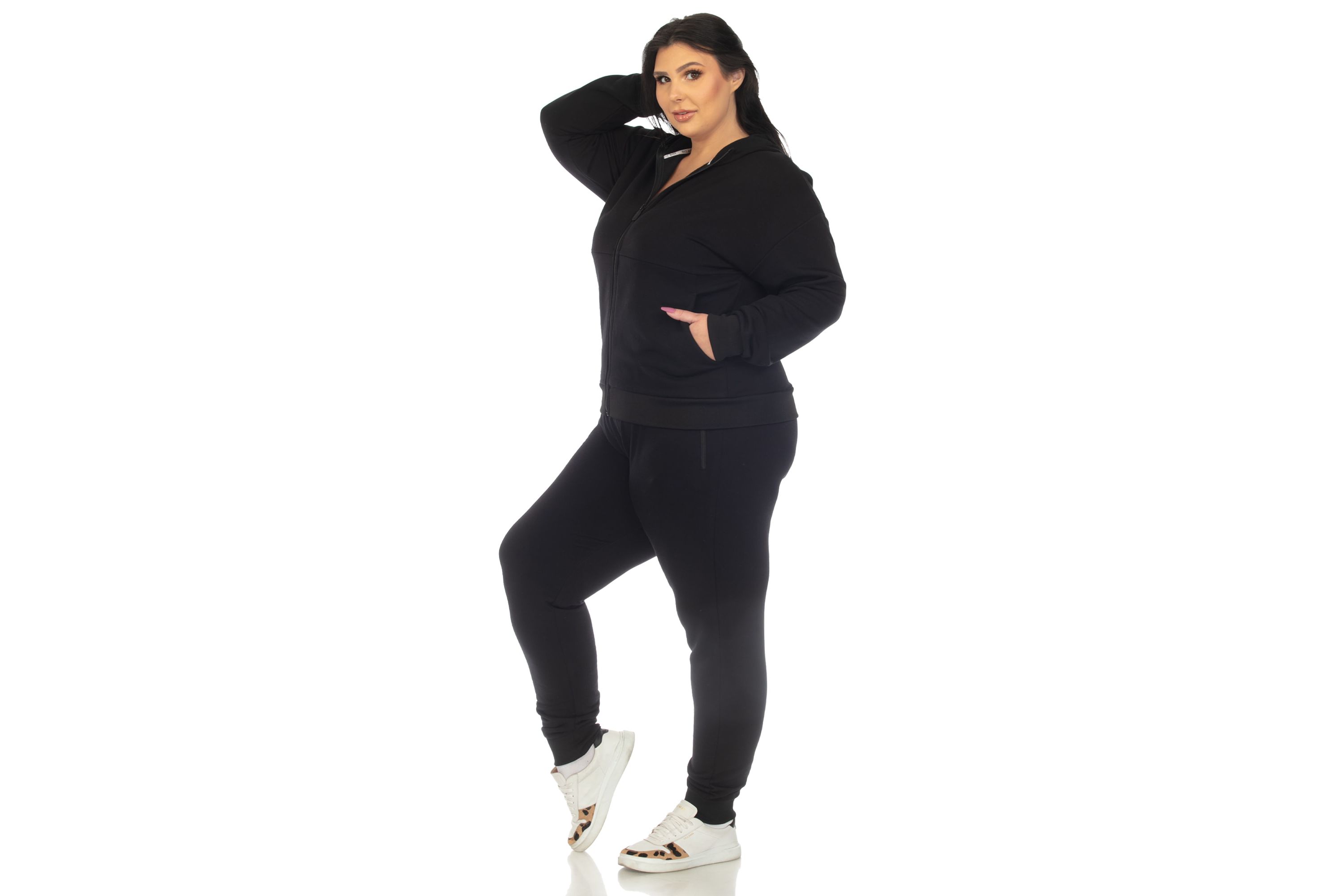 Plus Size Fleece Lined Tracksuit Set