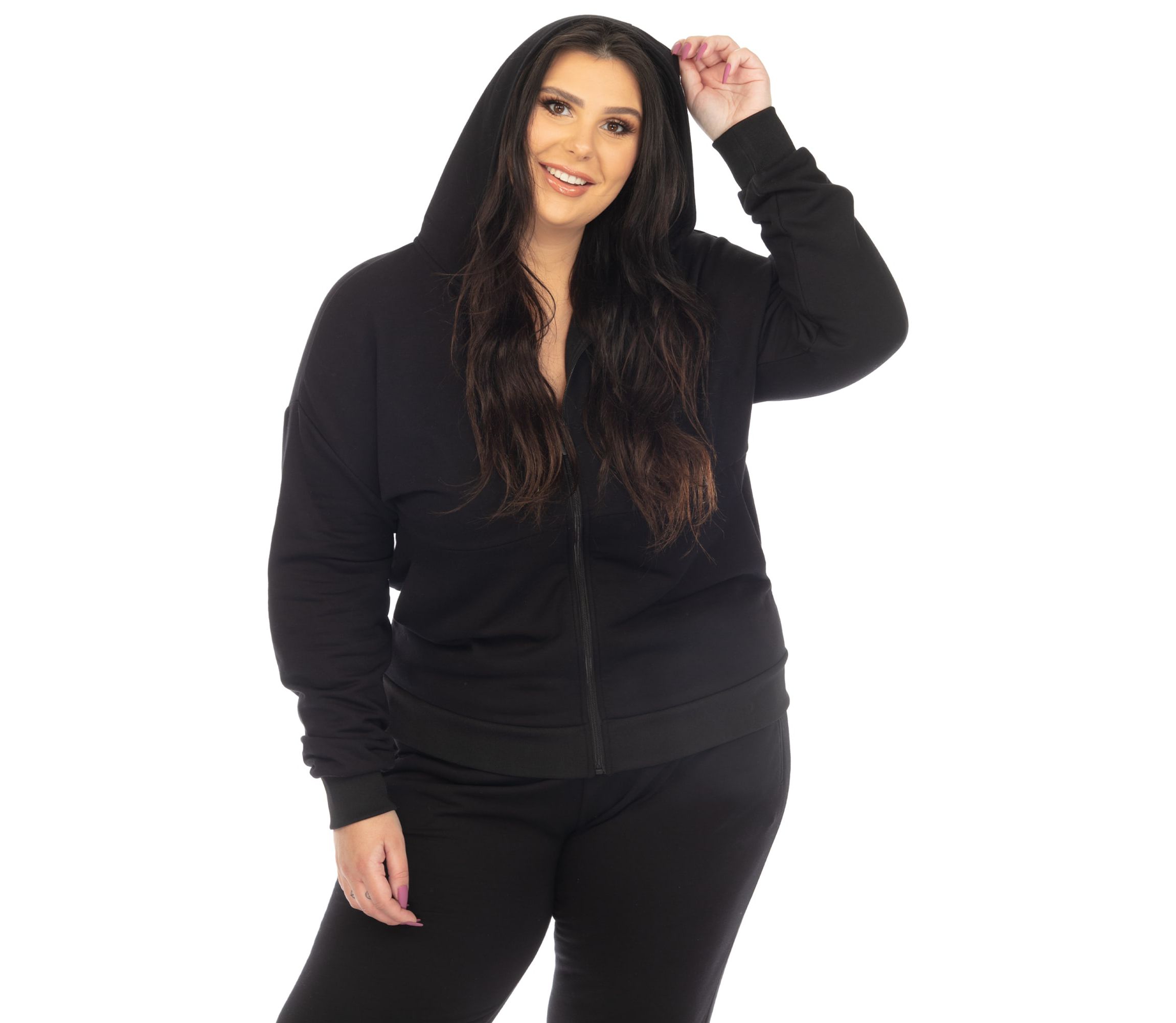 Plus Size Fleece Lined Tracksuit Set