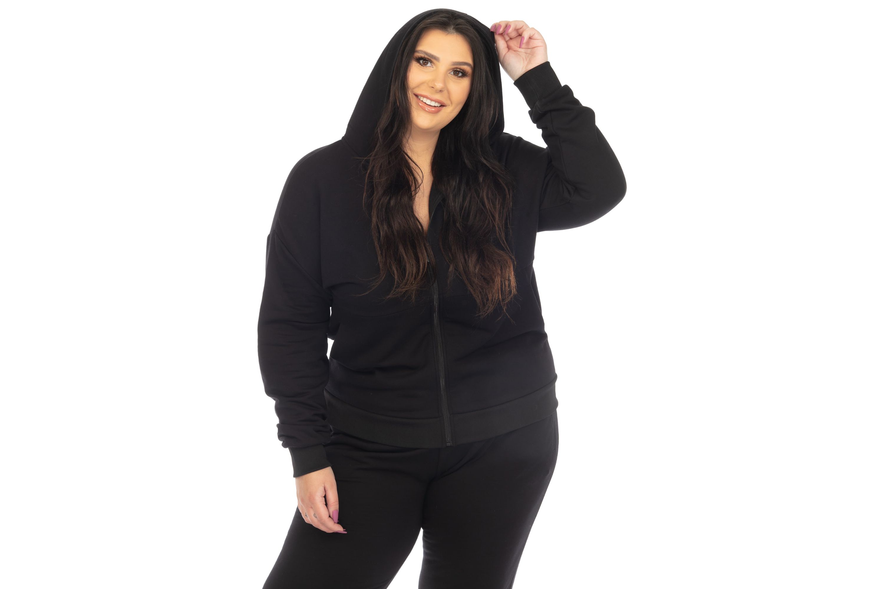 Plus Size Fleece Lined Tracksuit Set
