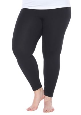 White Mark Women's Plus Size Super-Stretch Solid Leggings, Black