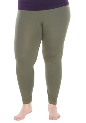 White Mark Women's Plus Size Super-Stretch Solid Leggings, Green