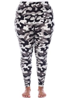 White Mark Women's Plus Size Printed Leggings