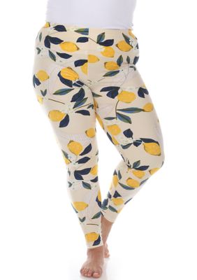White Mark Women's Plus Size Super Soft Tropical Printed Leggings