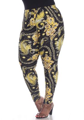 White Mark Women's Plus Size Printed Leggings