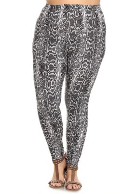 White Mark Women's Plus Size Printed Leggings, Grey