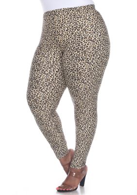 White Mark Women's Plus Size Printed Leggings, Brown