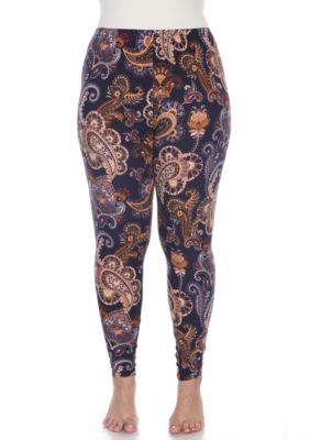White Mark Women's Plus Size Printed Leggings, Gold