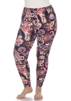White Mark Women's Plus Size Printed Leggings, Purple