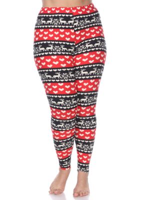 White Mark Women's Plus Size Printed Leggings, Red